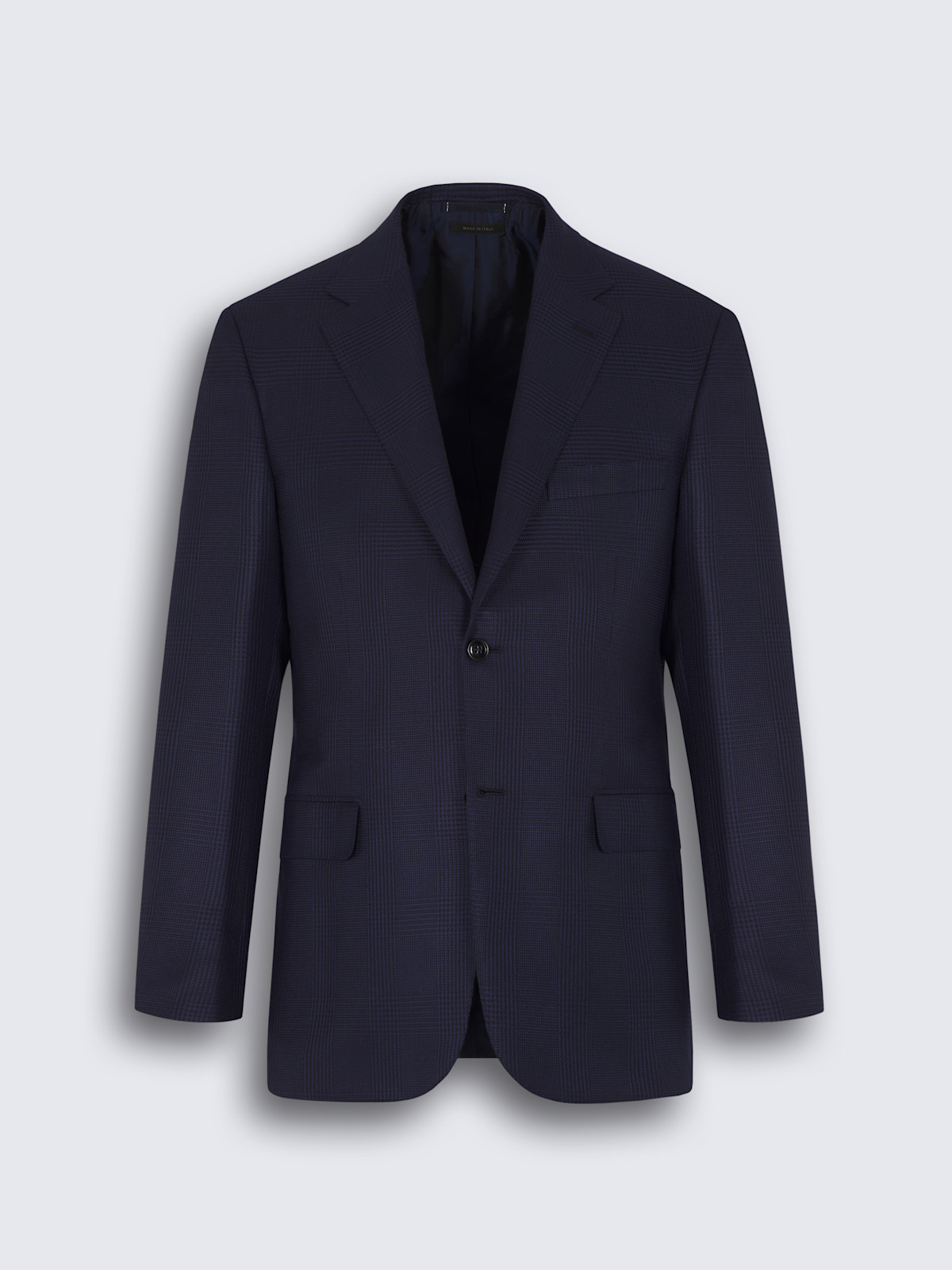 Panaz Ravello Navy Navy blue glen plaid wool and silk Ravello blazer