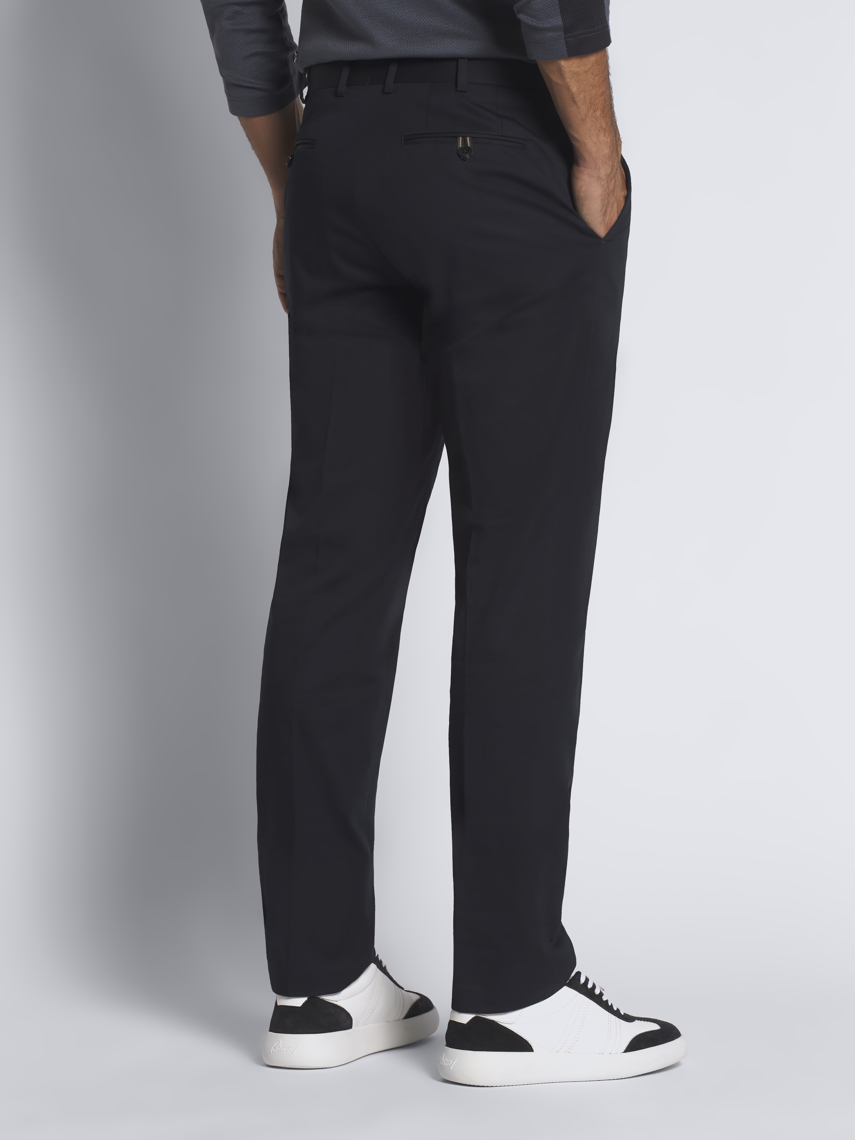 ネイビーブルー コットンギャバジン Journey トラウザーズ