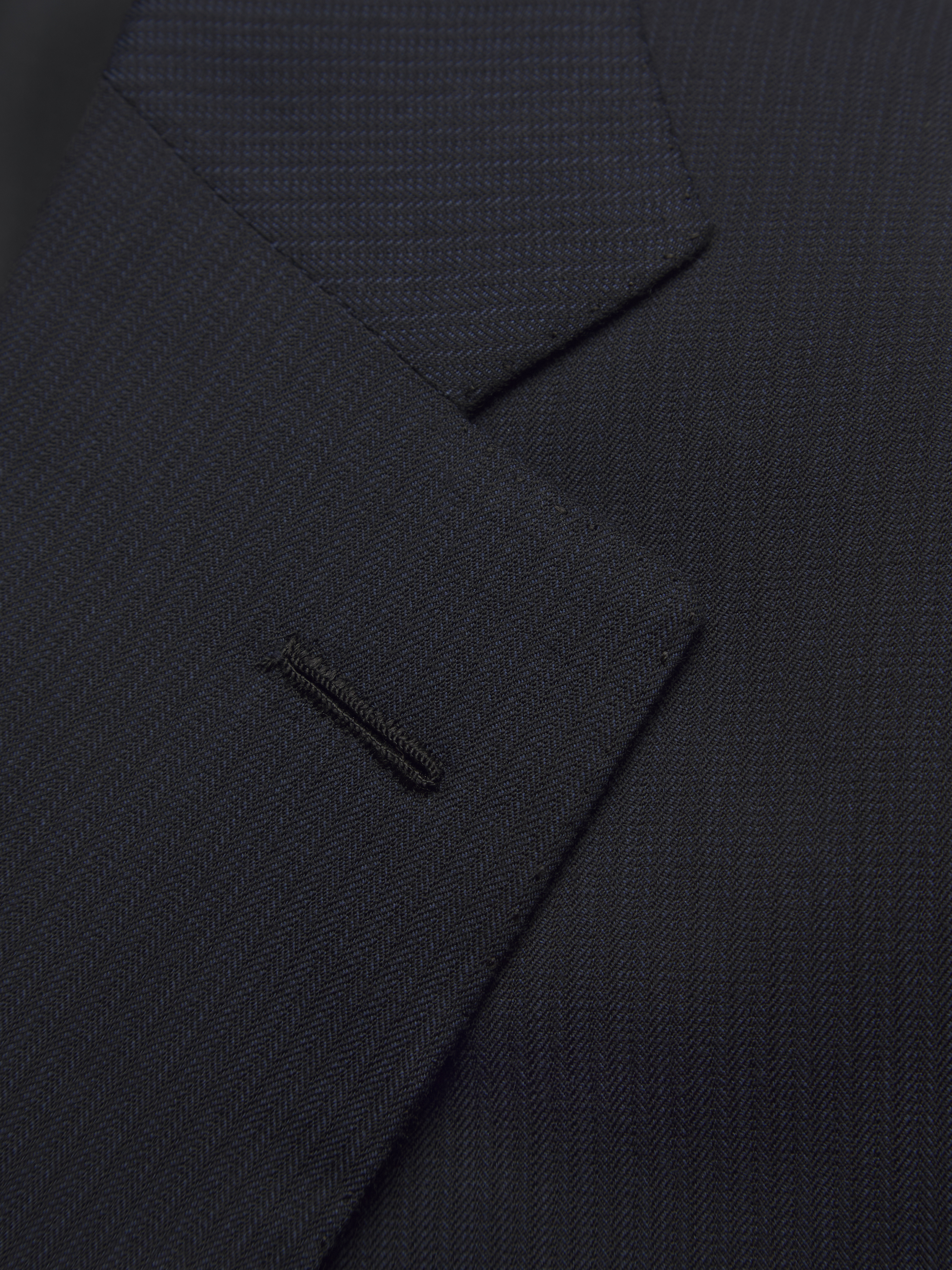 Navy blue pinstriped Super 210's wool Brunico suit