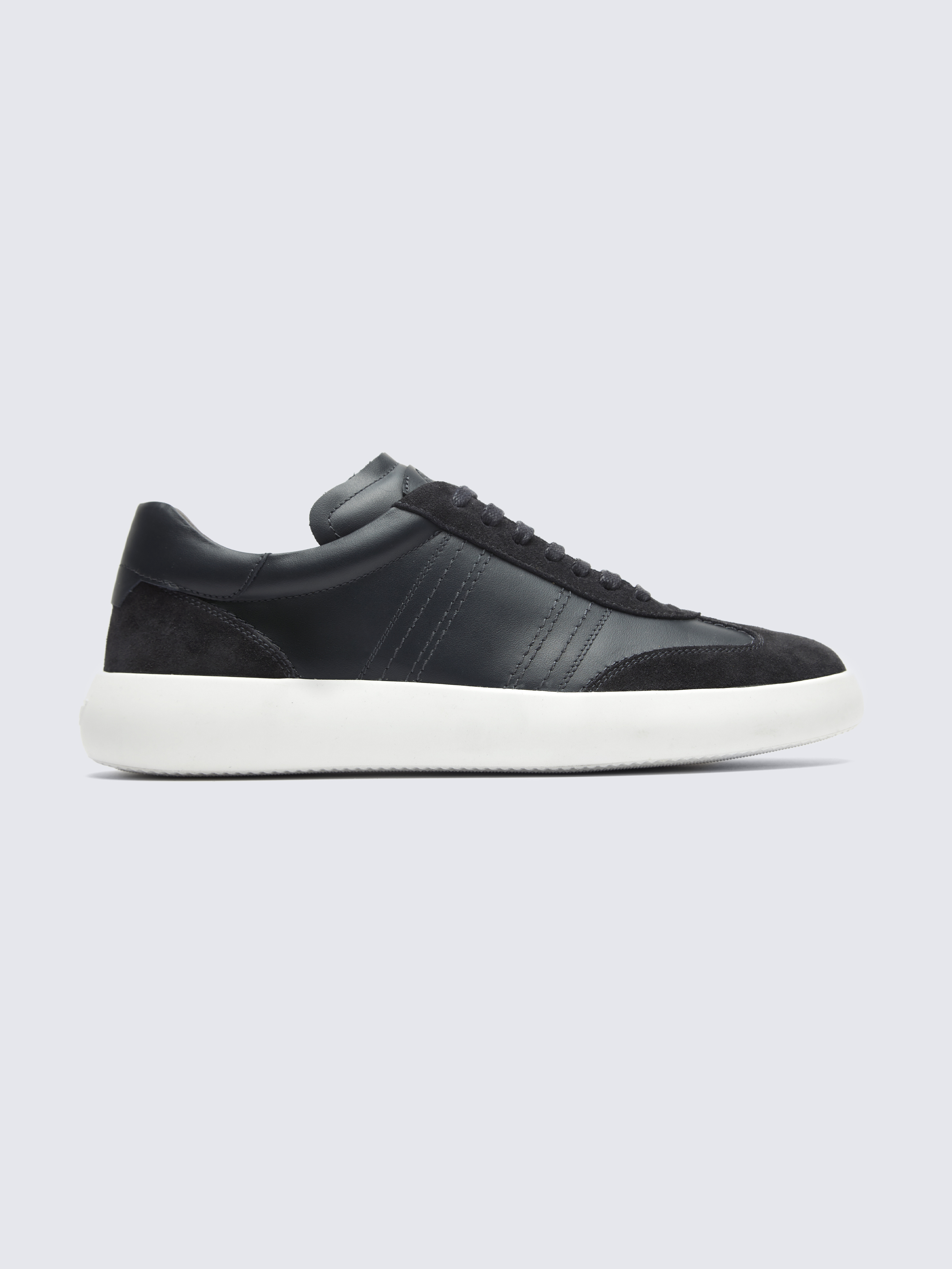 Midnight blue suede and calf leather sneakers | Brioni® US 
