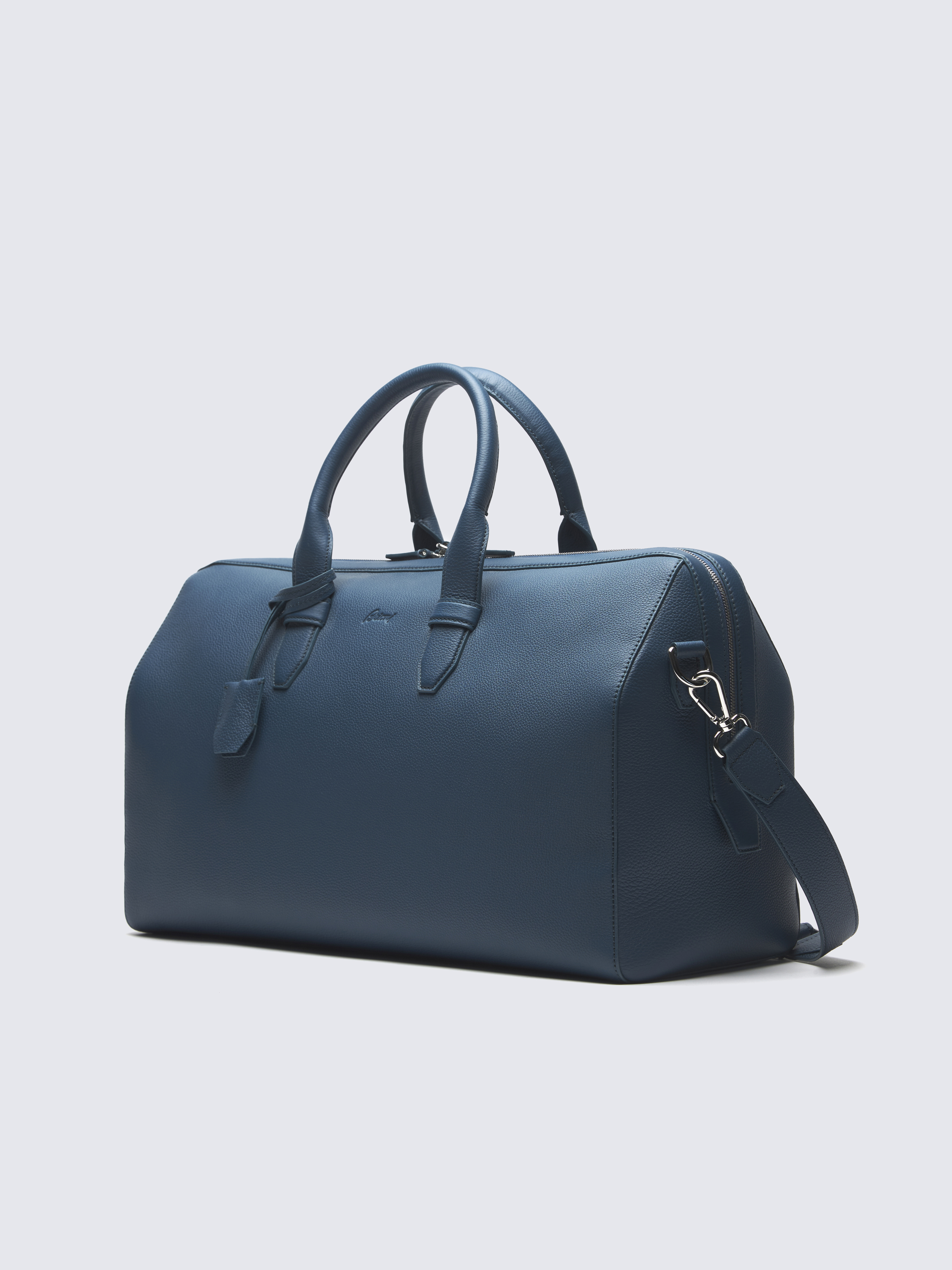 Sapphire blue grained leather duffle bag