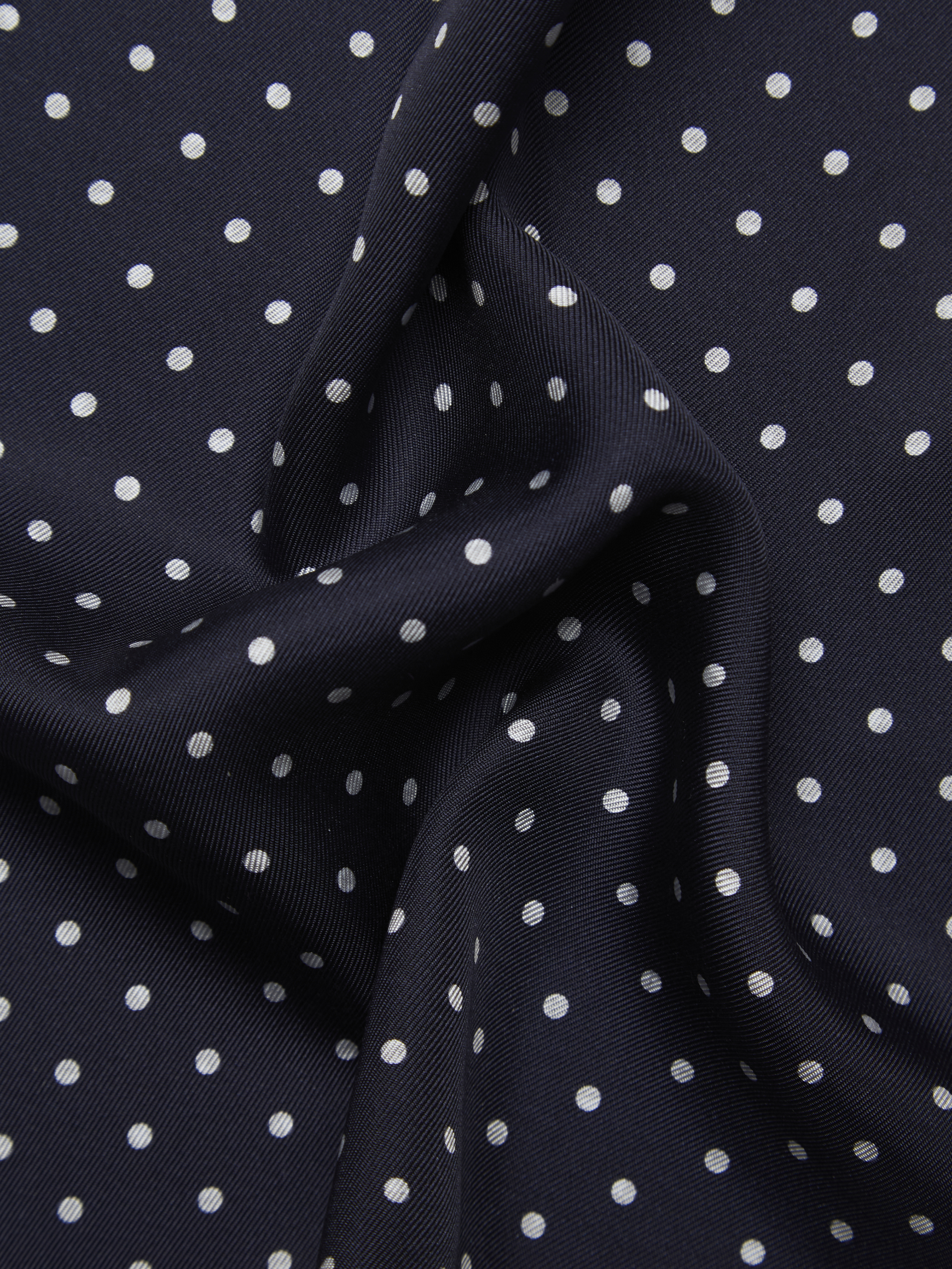 ミッドナイトブルー & ホワイト ドットモチーフ シルク ポケットチーフ