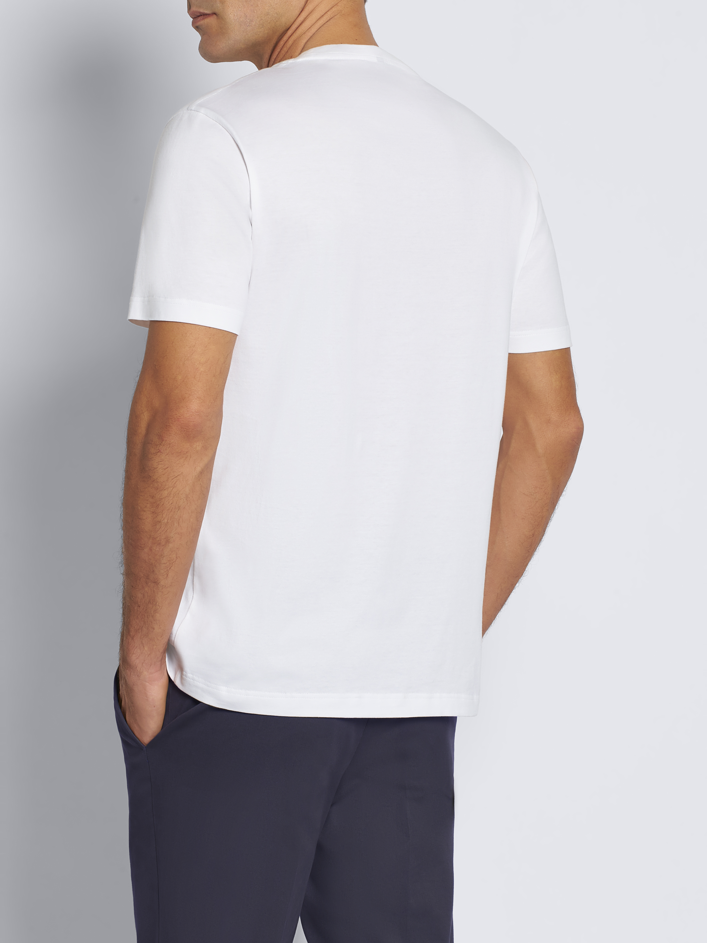 White and navy blue sustainable cotton T-shirt | Brioni® CL