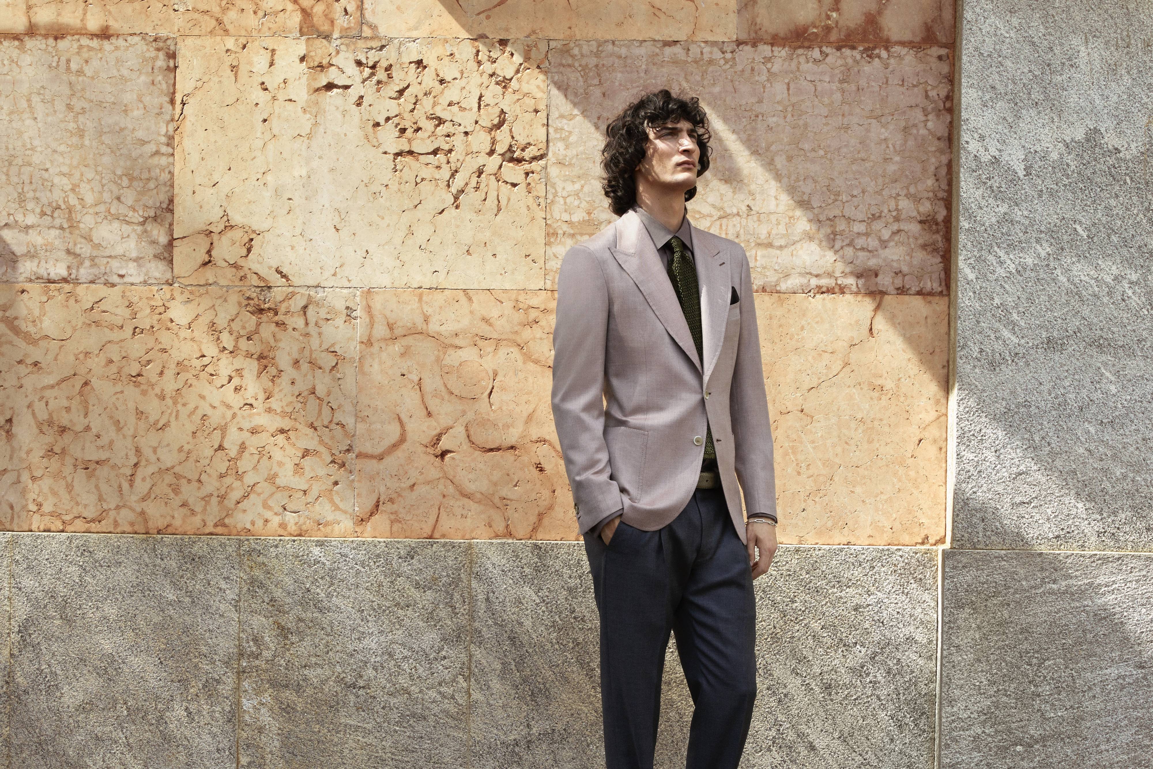Model wearing a suit from the ss22