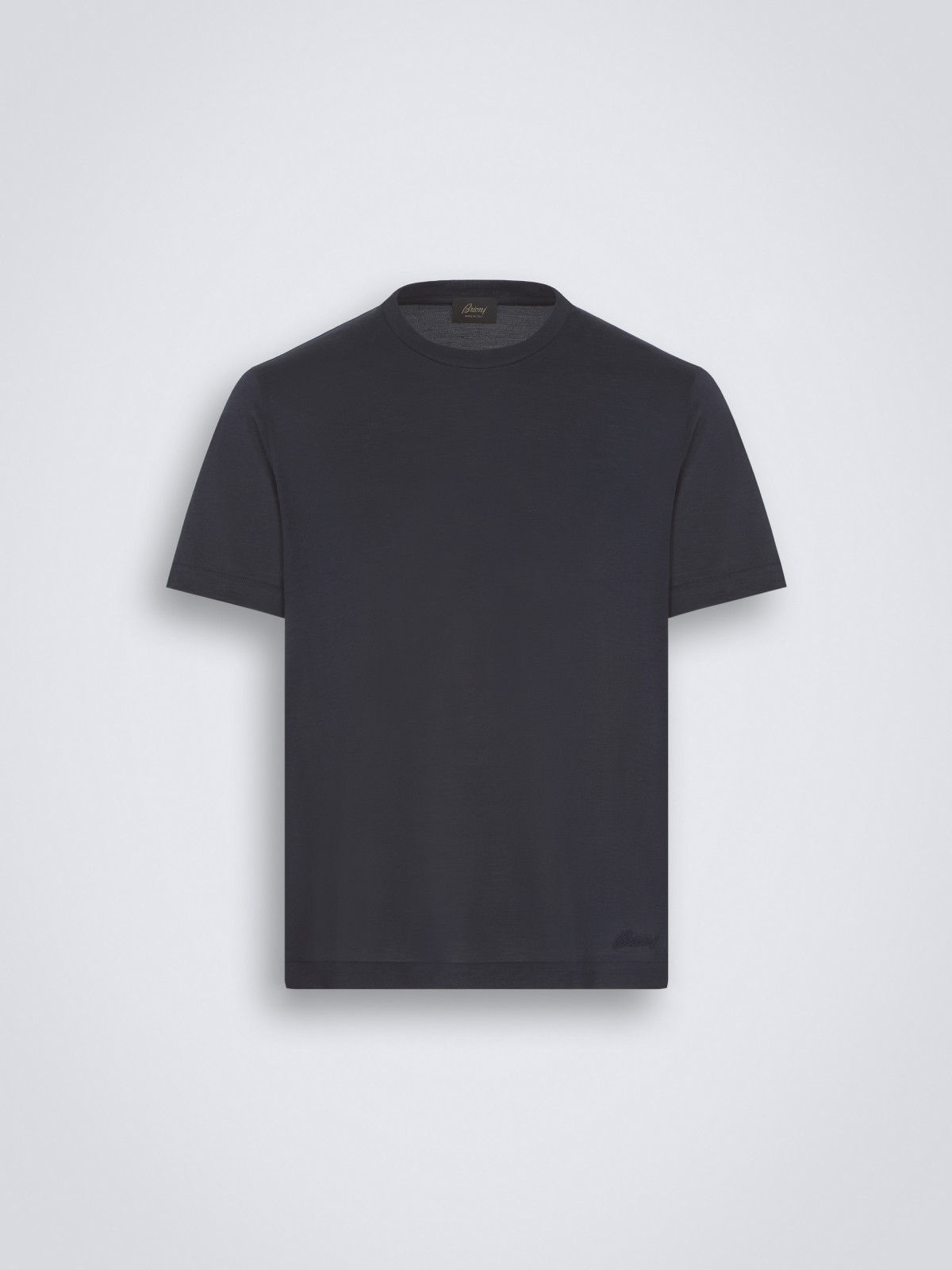 Navy blue silk and cotton T-shirt | Brioni® US Official Store
