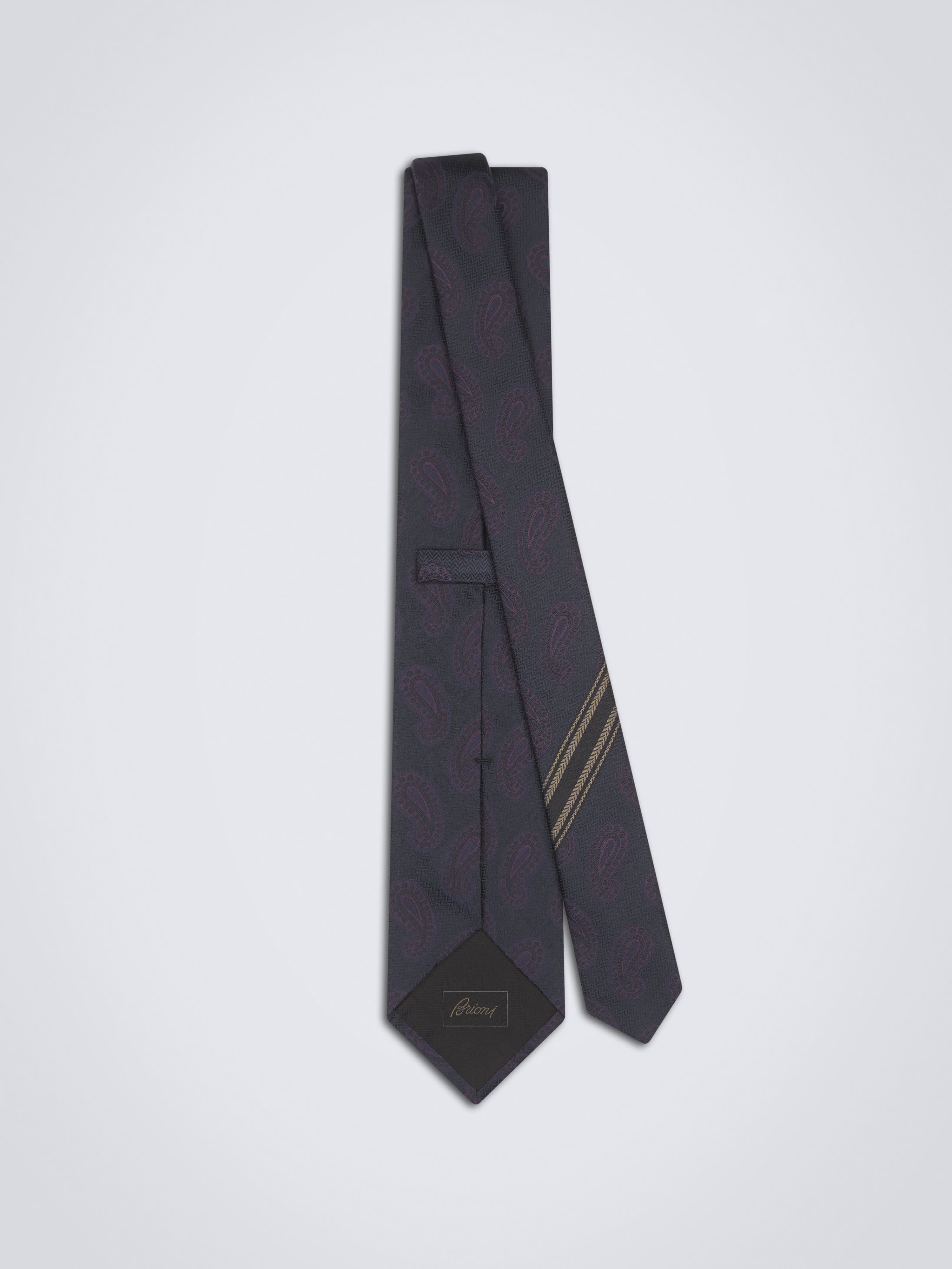 Midnight blue and amaranth silk tie