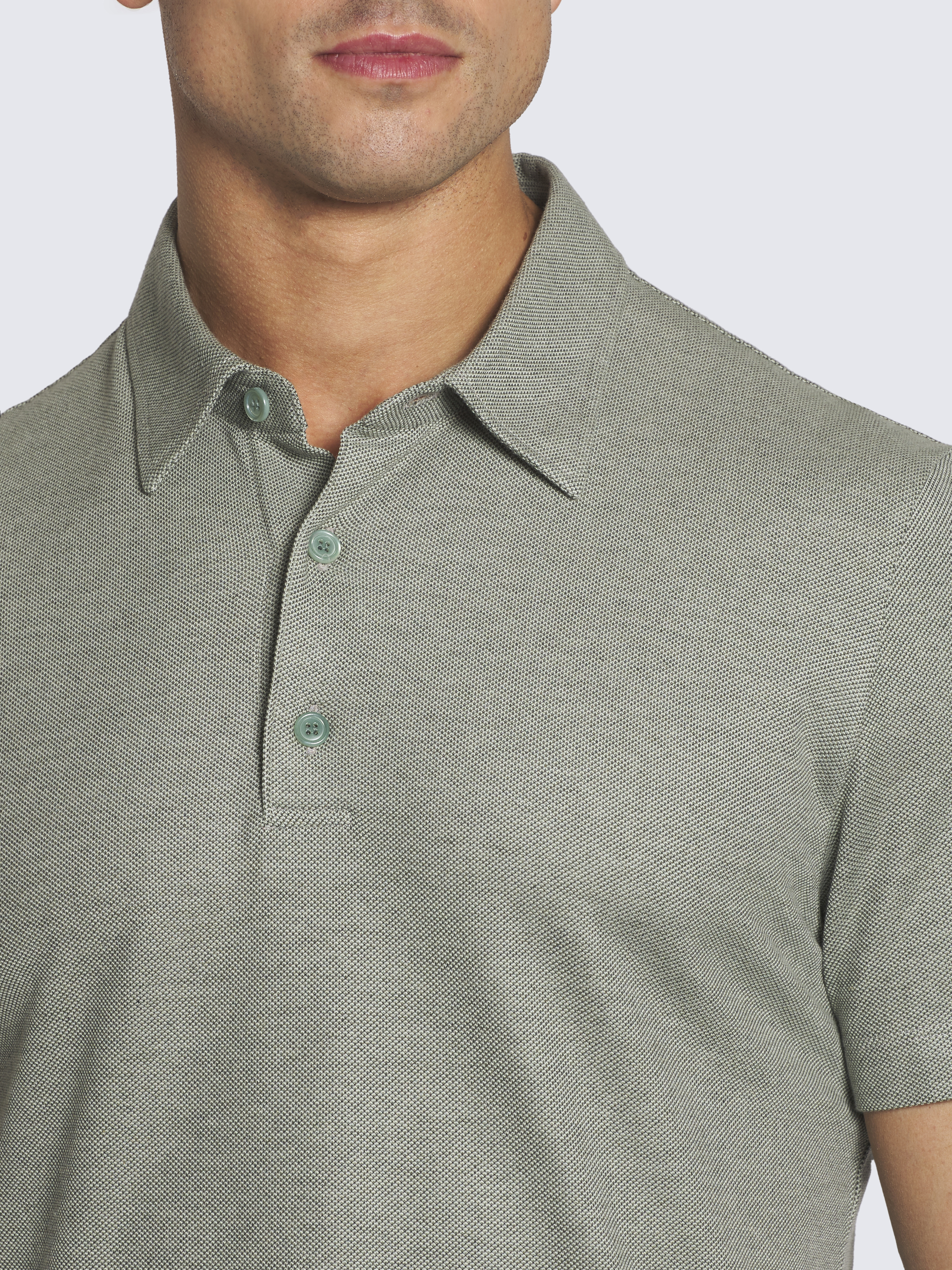 Olive green cotton piqué polo