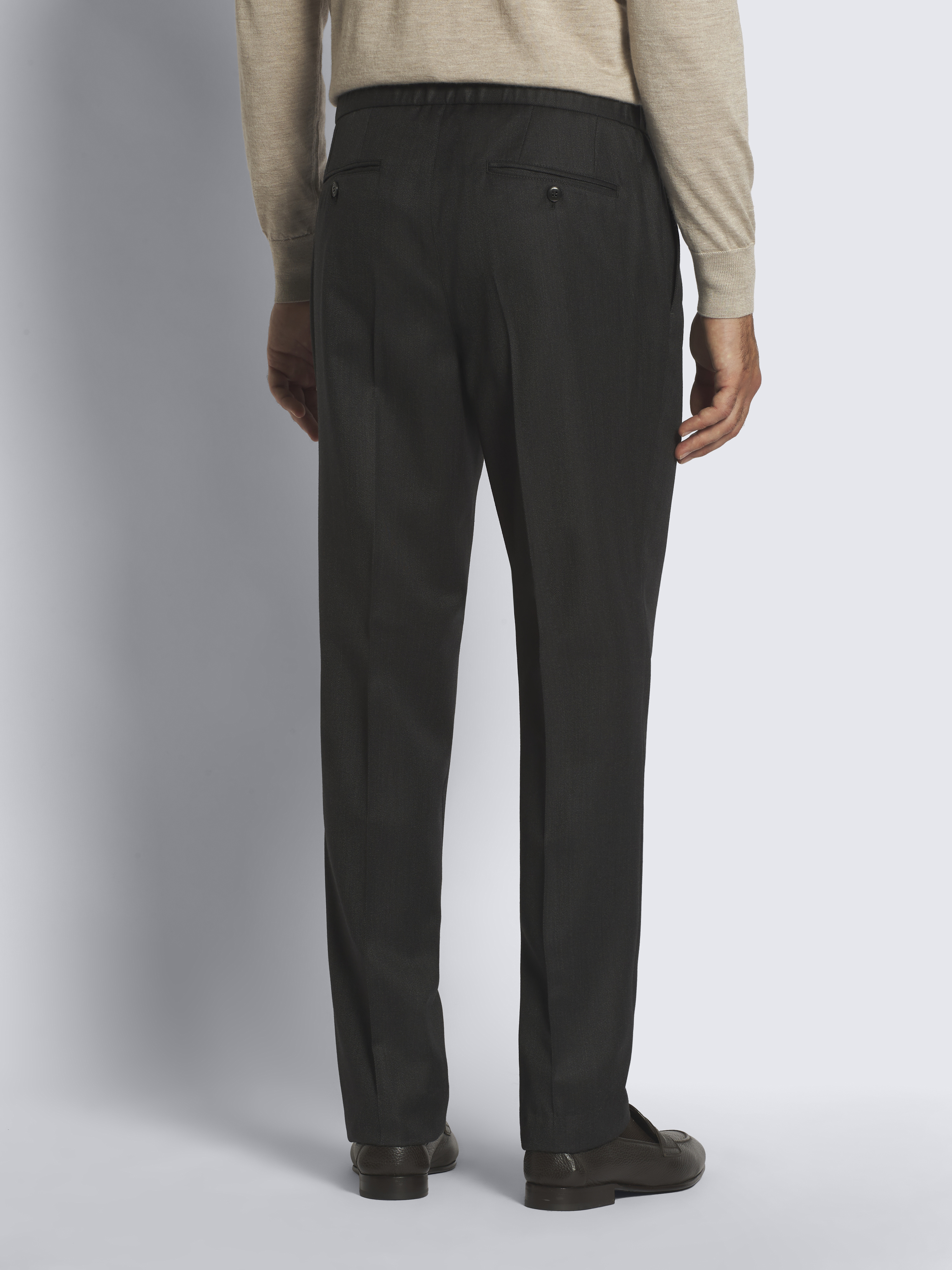 Charcoal grey cavalry wool twill Melbourne trousers
