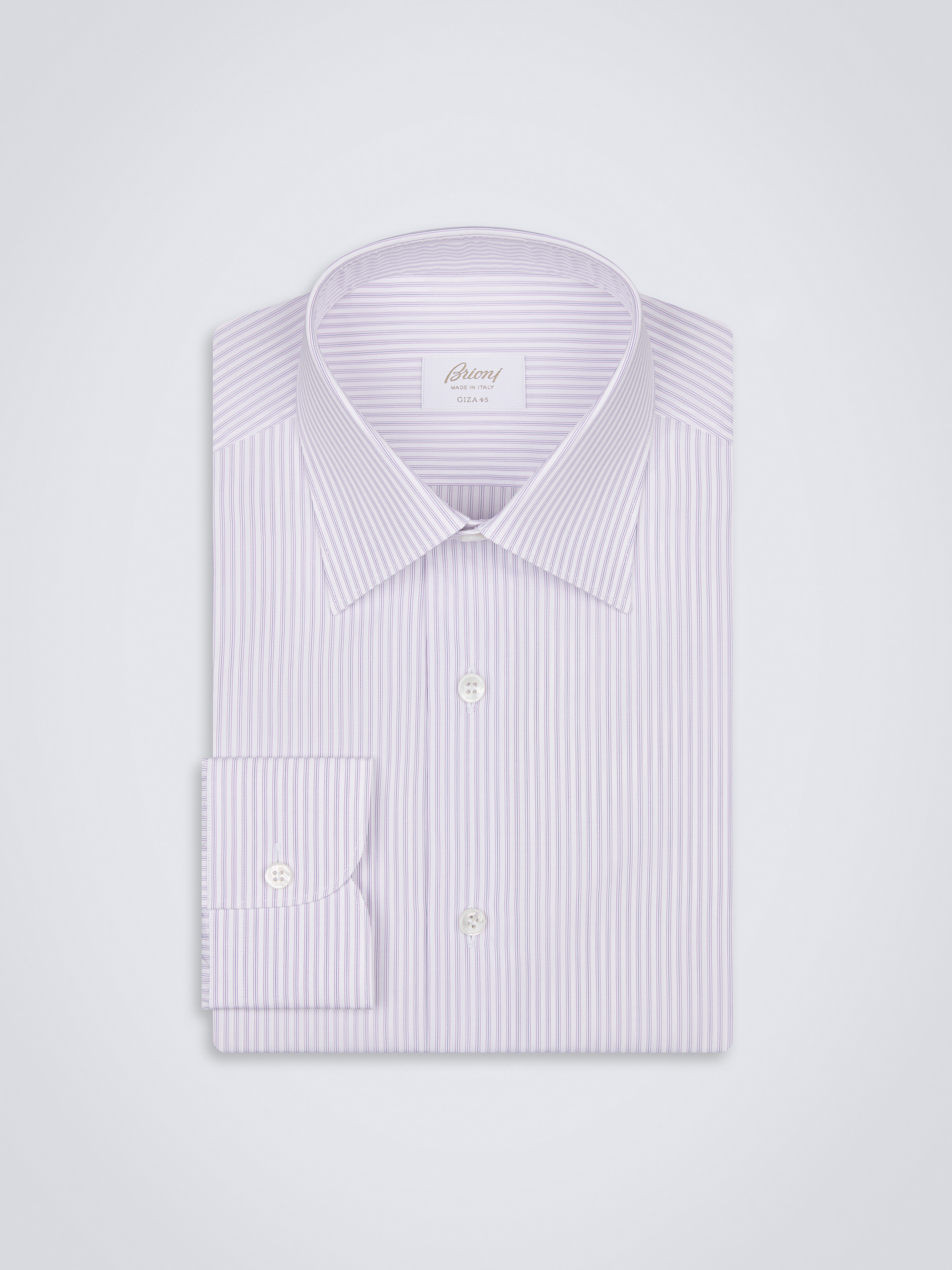 White and lilac cotton formal shirt