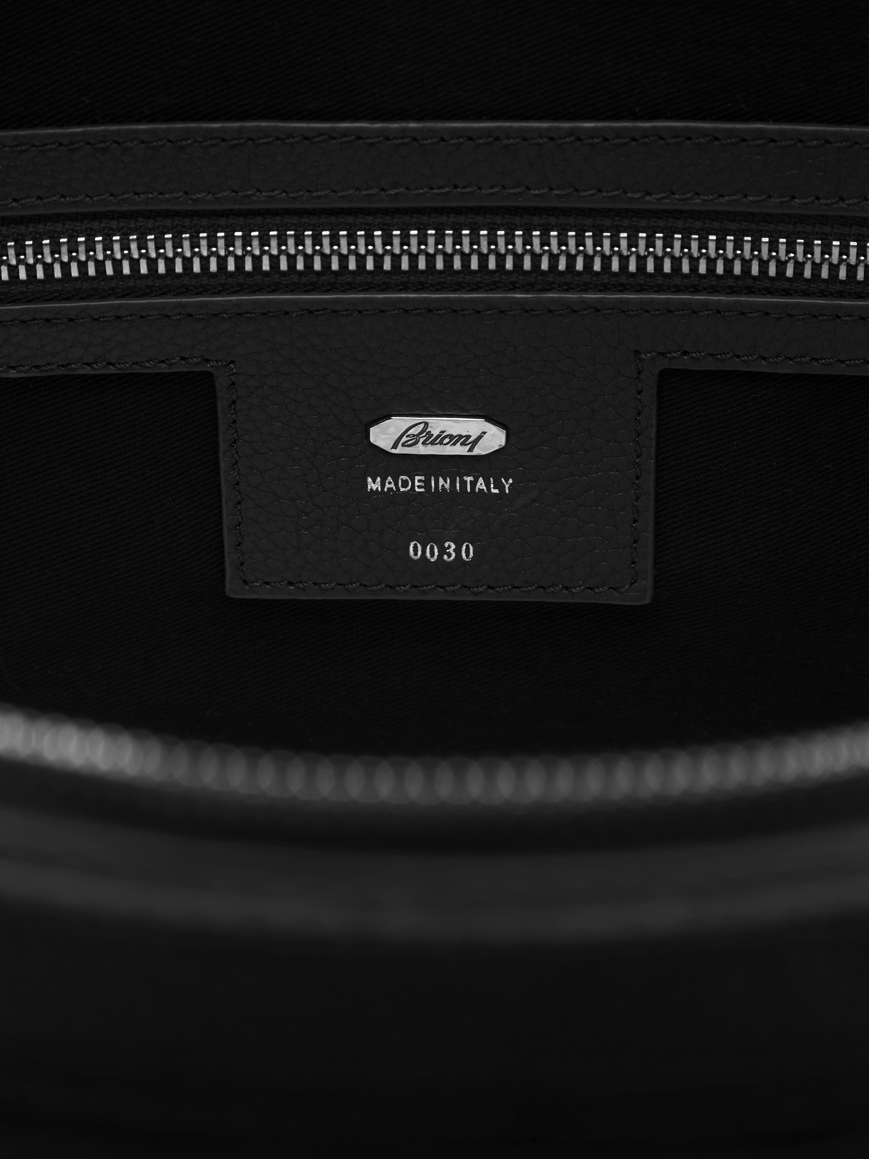 Black grained leather duffle bag
