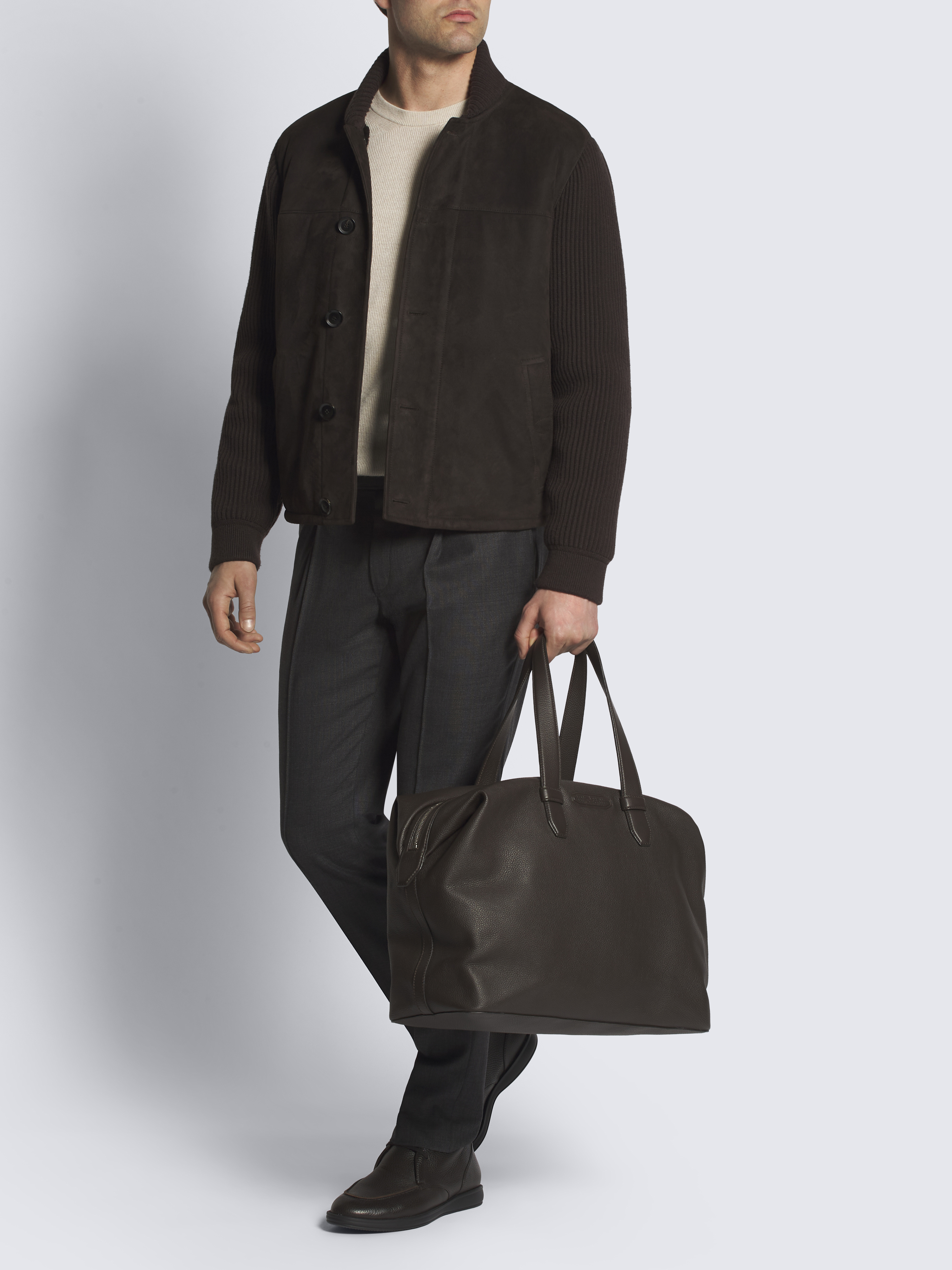 ダークブラウン シアリング ボンバージャケット