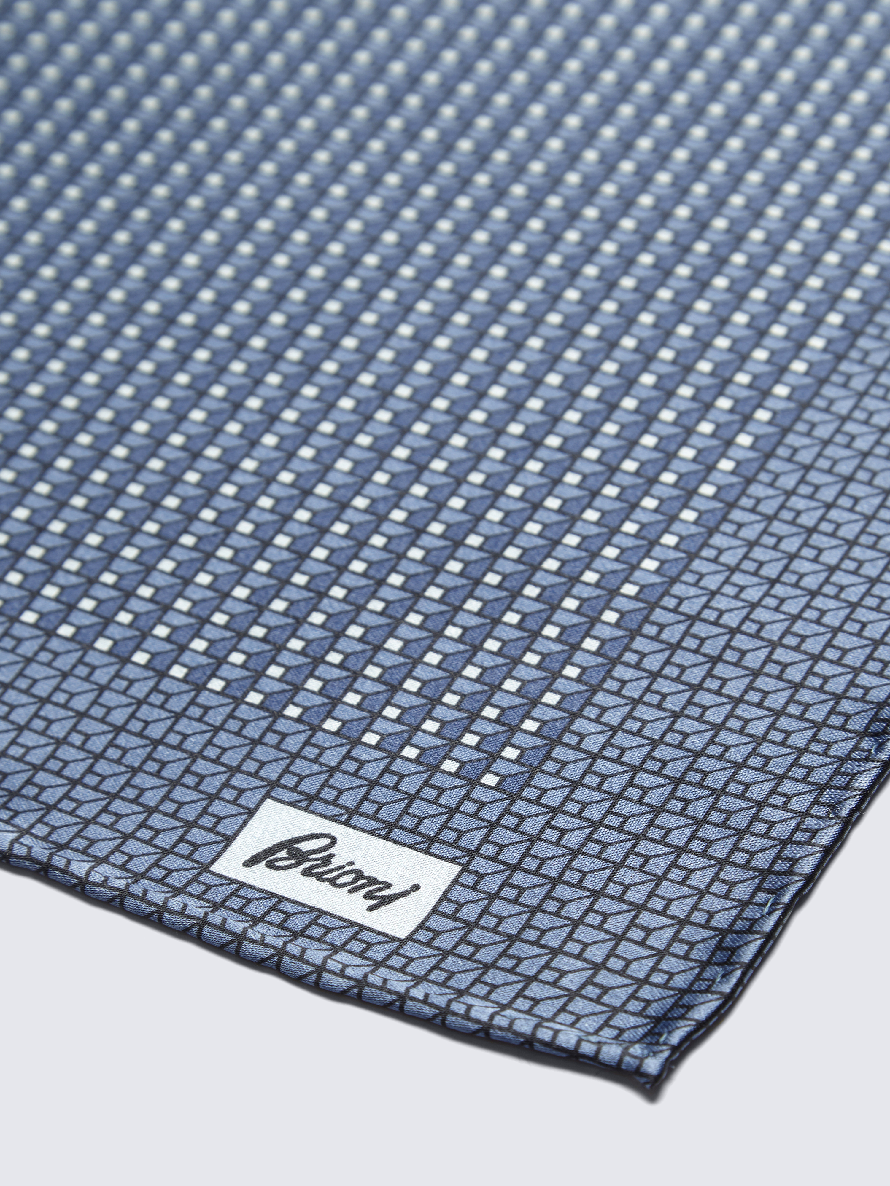 Steel blue micromotif silk pocket square Brioni® GB Official Store