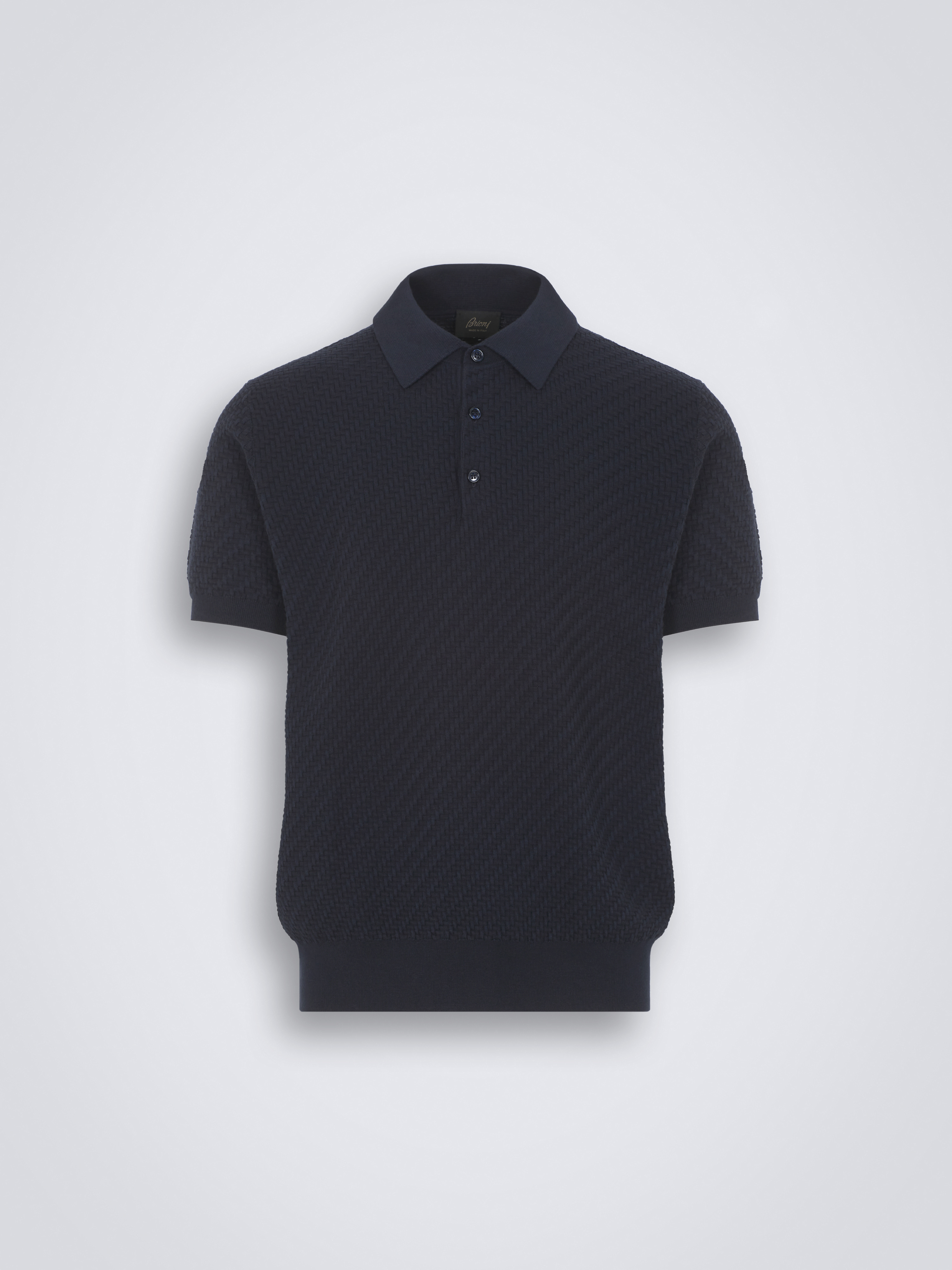 Tシャツ・カットソー Brioni Cashmere And Silk Polo Shirt Navy blue organic cotton, silk and cashmere Trama weave polo