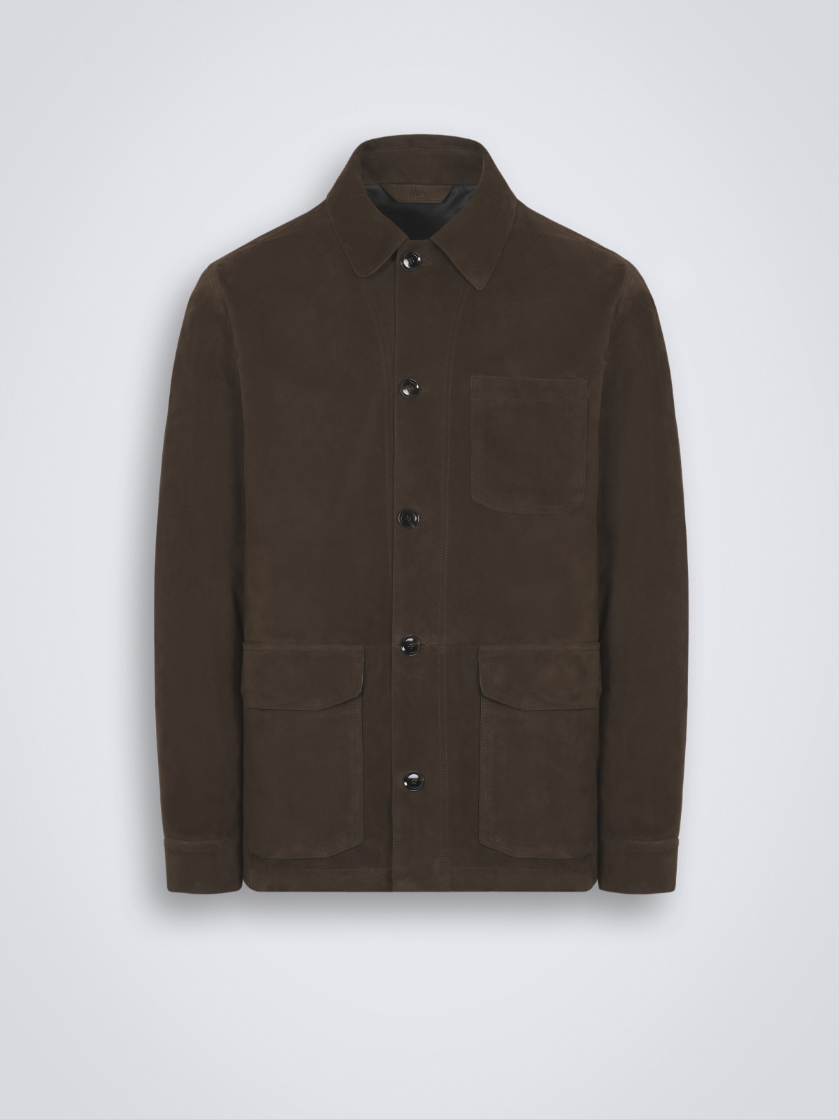 Dark brown suede workwear shirt | Brioni® PA Official Store