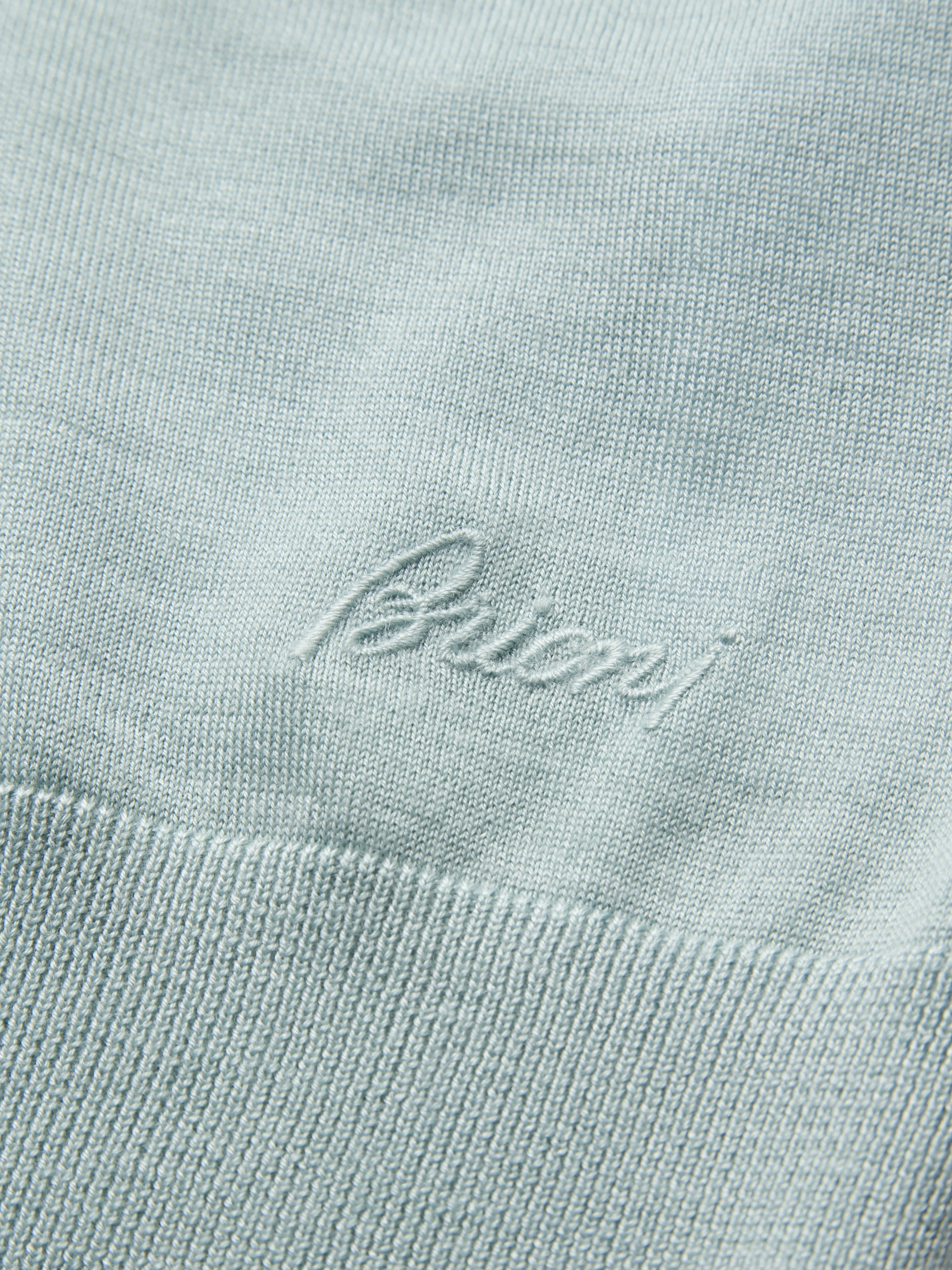 Aqua blue cashmere and silk polo sweater | Brioni® US Official Store
