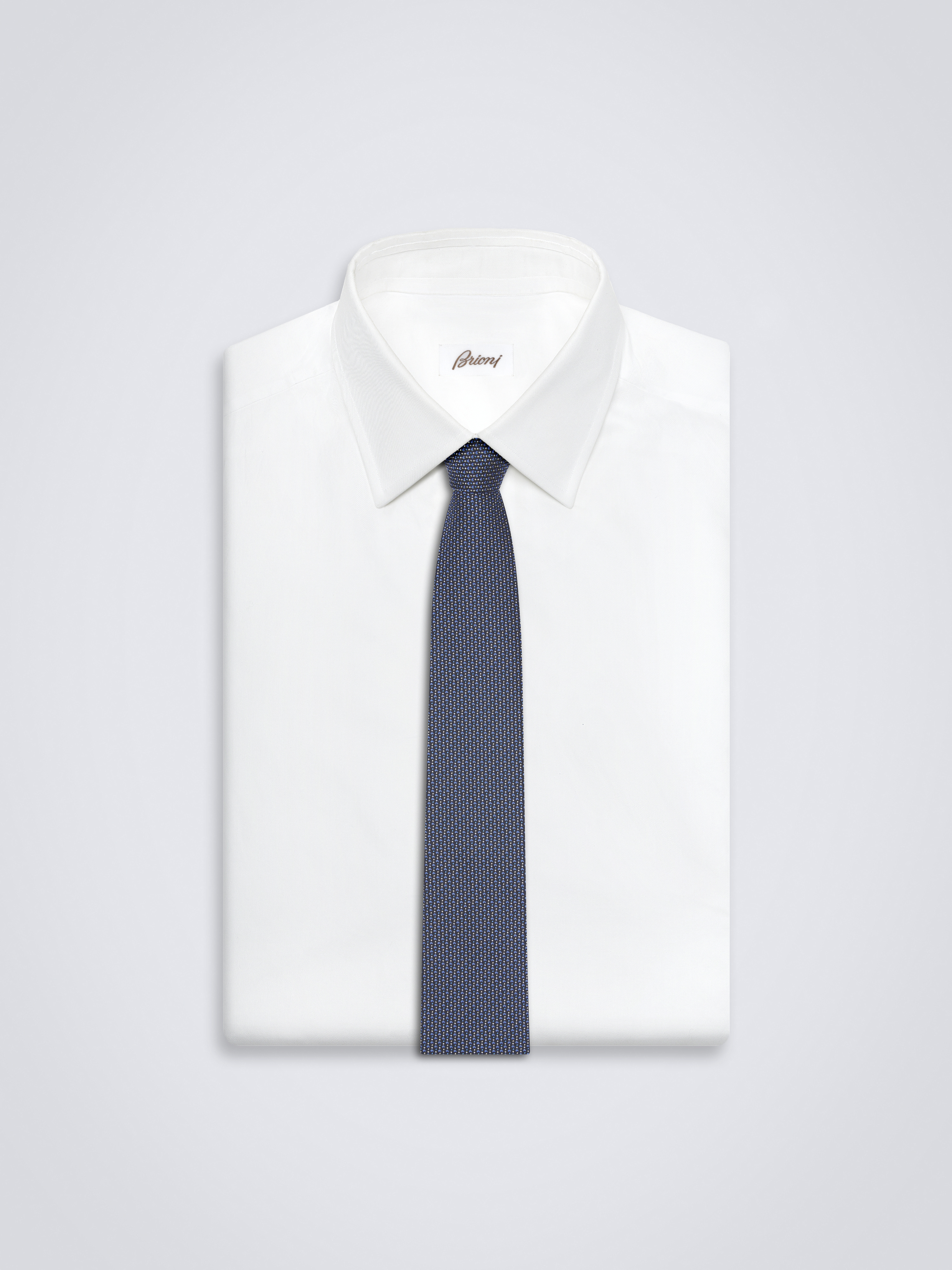 ブラック & セルリアンブルー マイクロモチーフ シルクジャカード ネクタイ