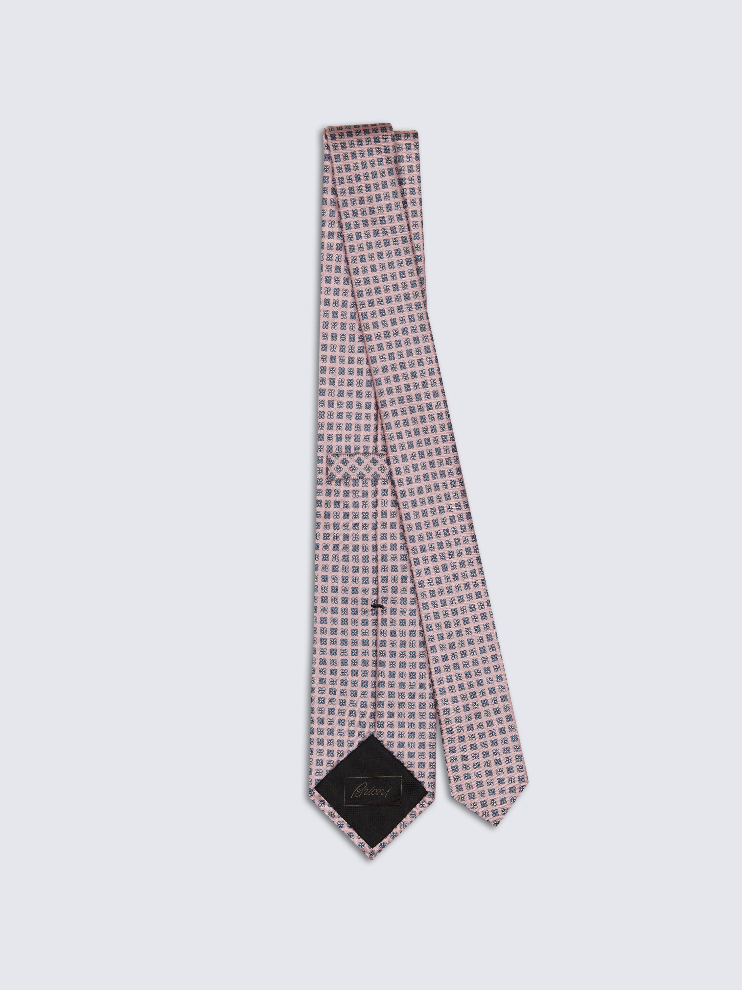 【美品】Brioni／ブリオーニ／シルクチェックタイ／ブルー×シルバー 美品】Brioni／ブリオーニ／シルクチェックタイ／ブルー