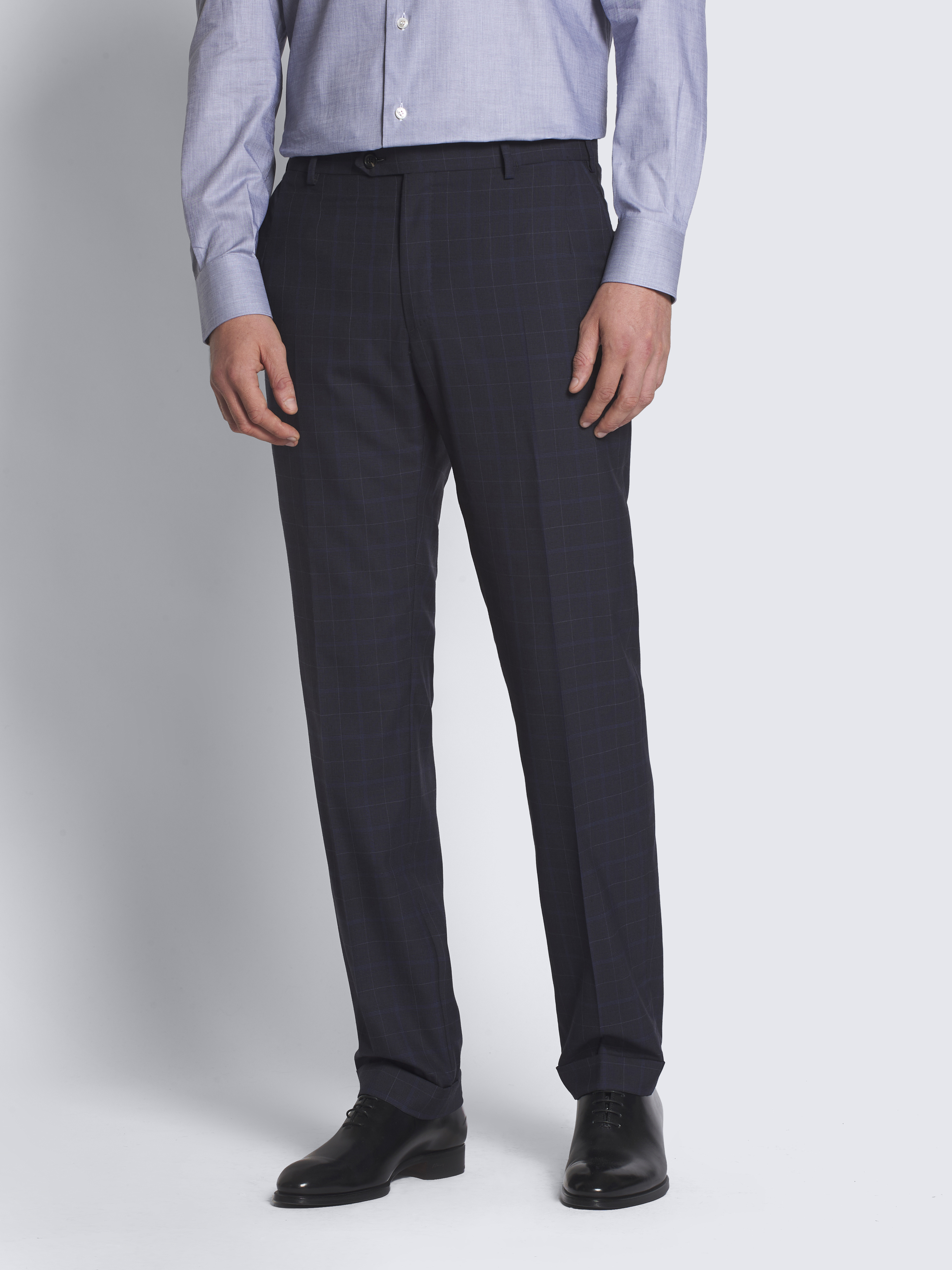 Navy blue checked Escorial wool Brunico suit