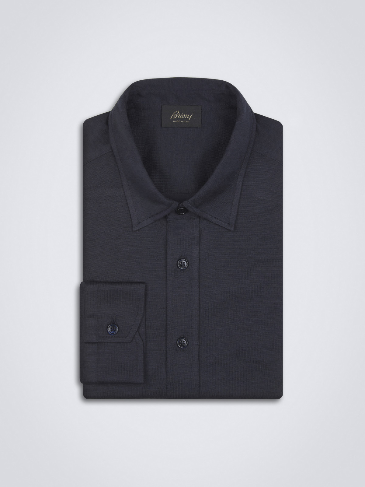 Navy blue silk and cotton shirt | Brioni® GB Official Store