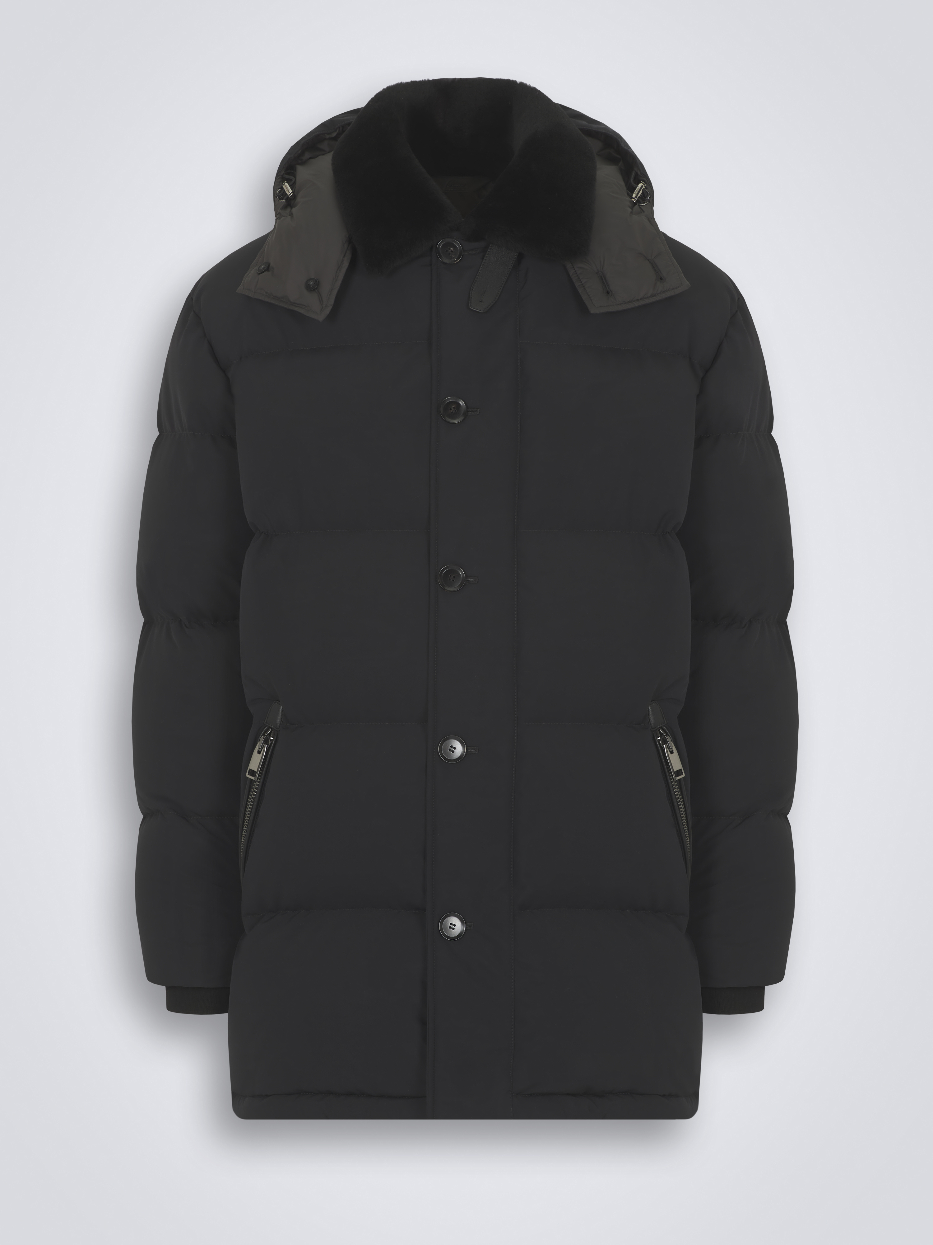 ovy Basic Nylon Bal Collar Coat (black) Hallyn Faux Fur Collar 