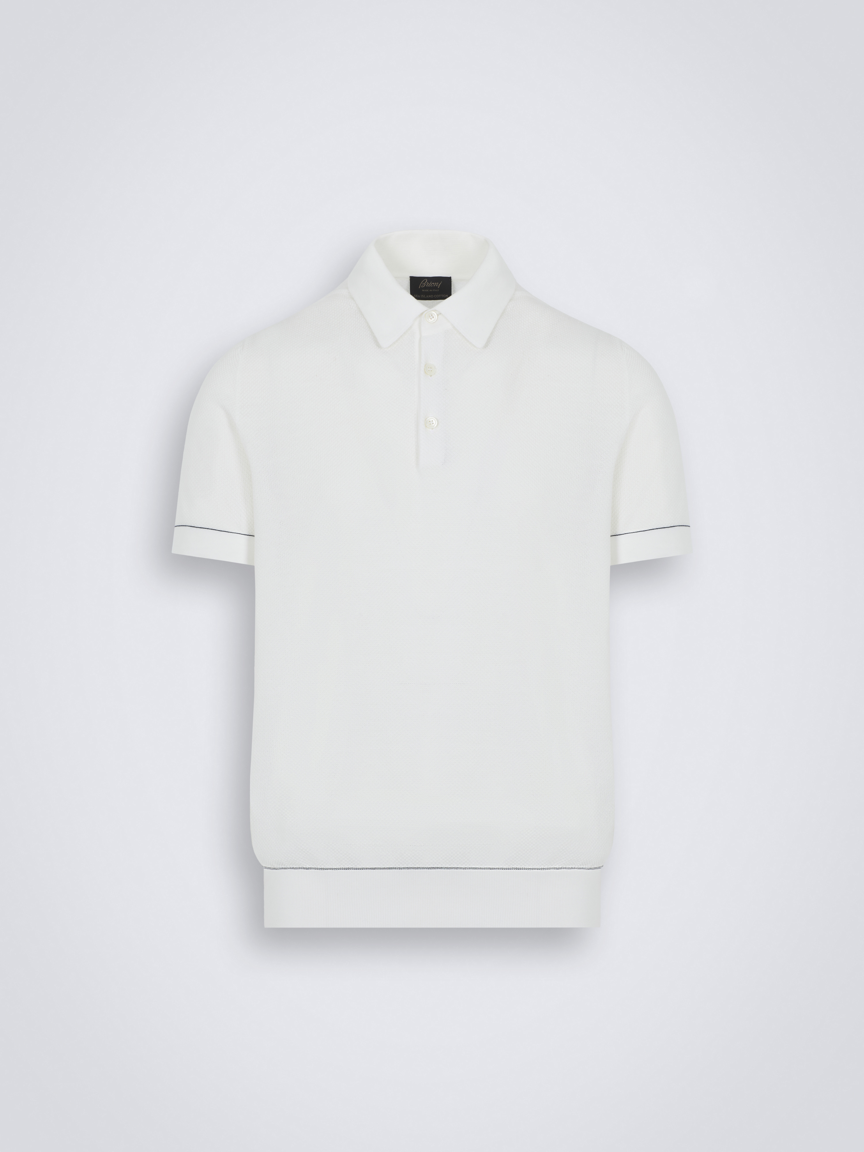 Essential ホワイト シーアイランドコットン ポロシャツ