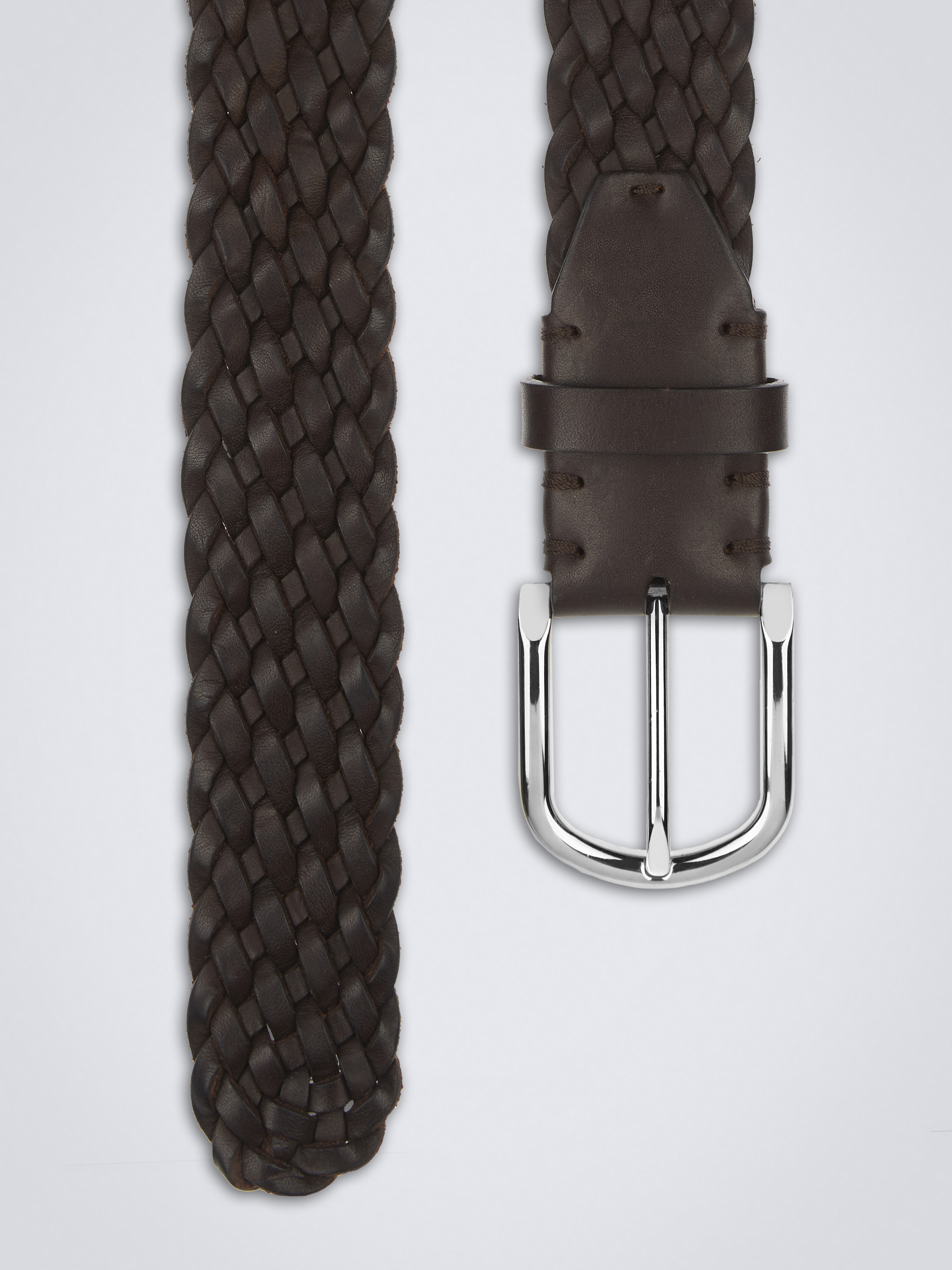 Brown leather braided belt