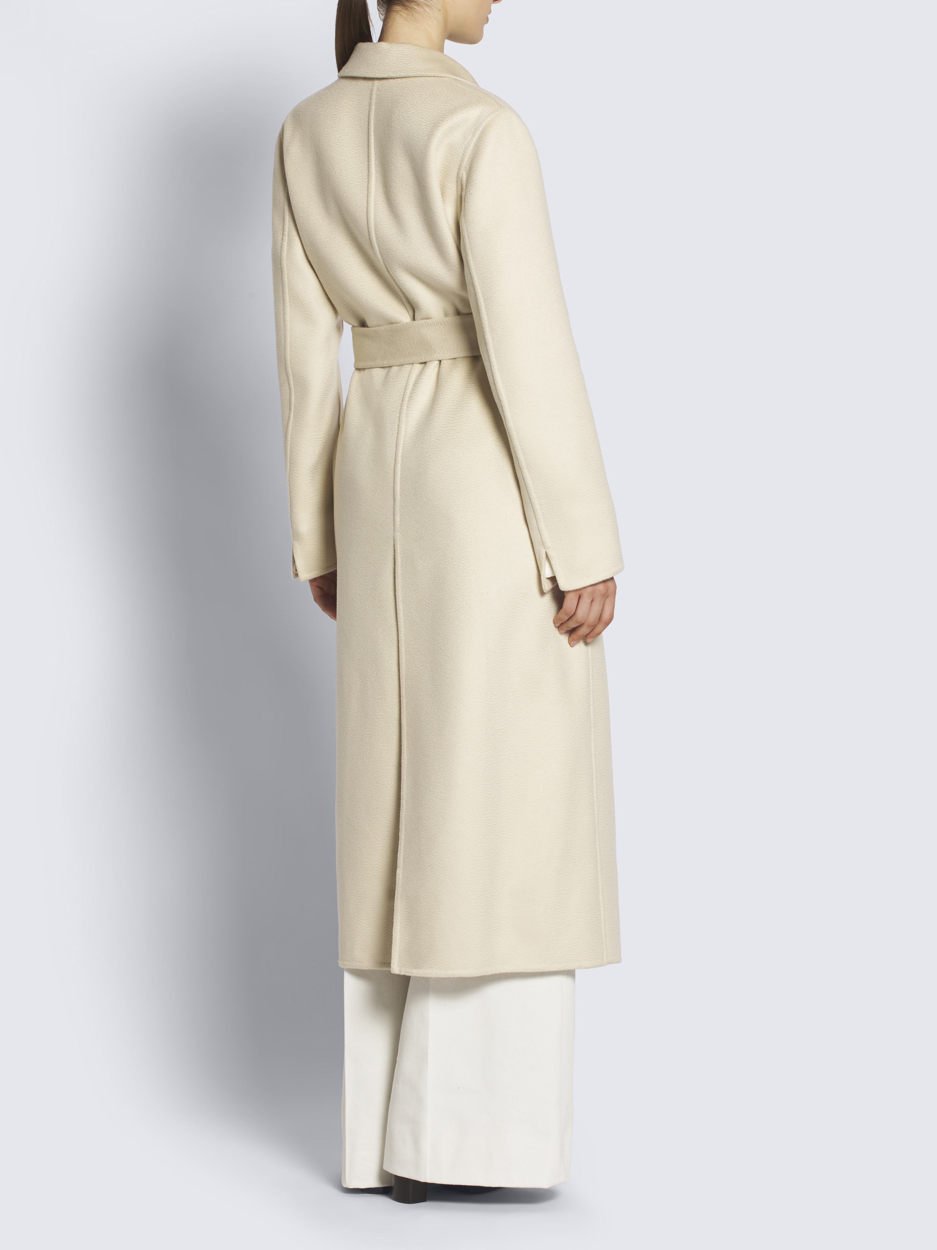 Ivory white cashmere double-splittable Claudia coat