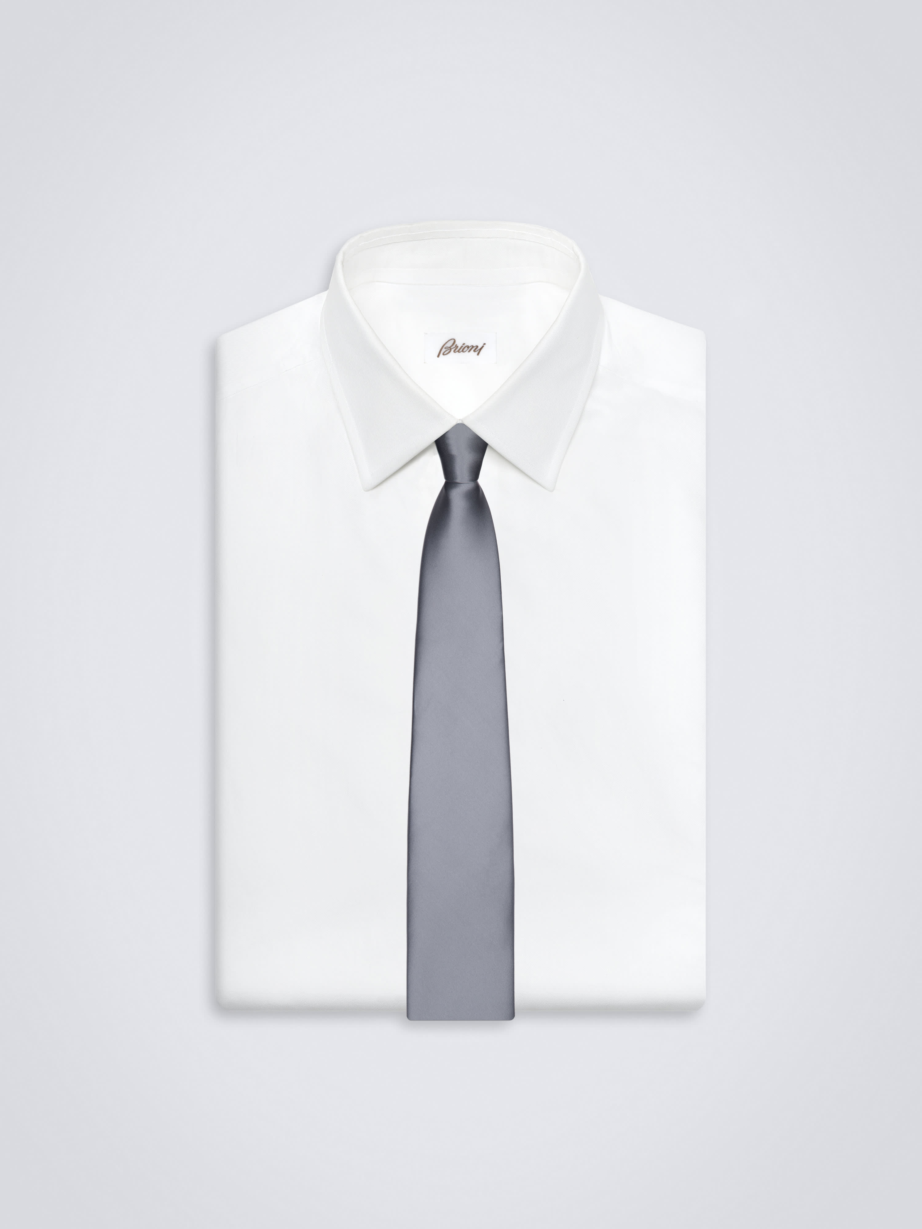 Essential light grey silk tie | Brioni® US Official Store