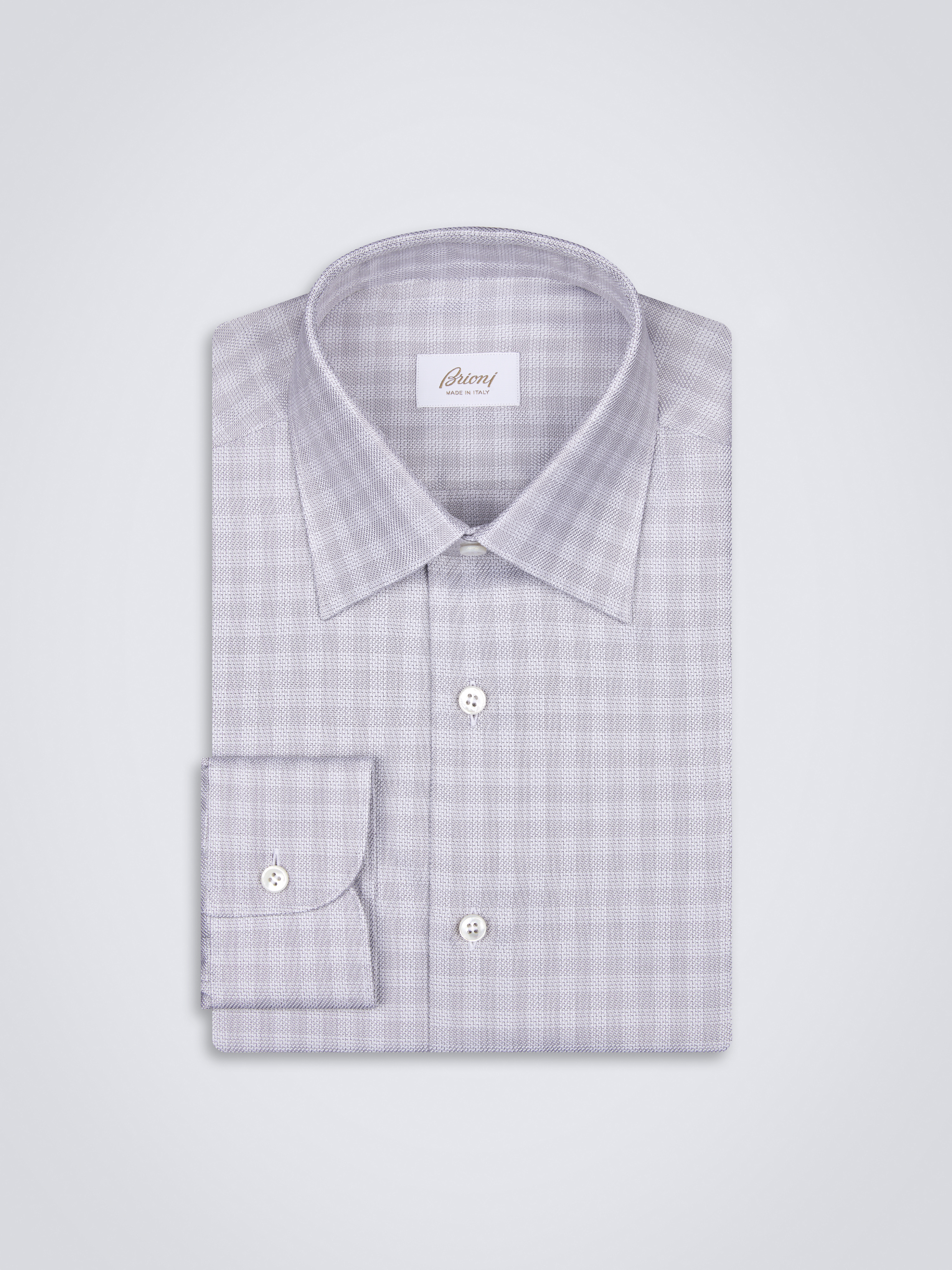 Grey and white cotton formal shirt | Brioni® US Official Store