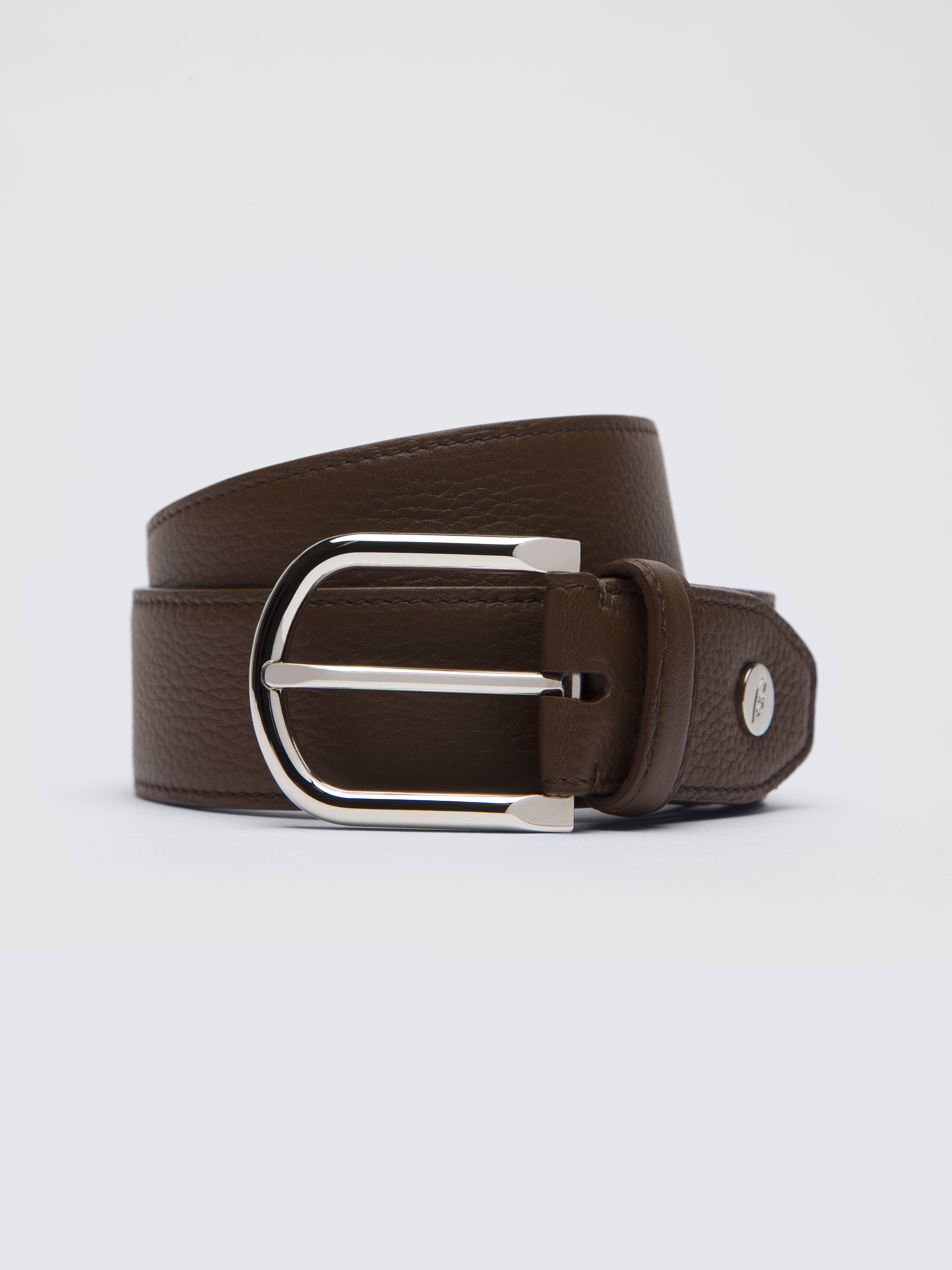 Brioni logo plaque leather belt - Black