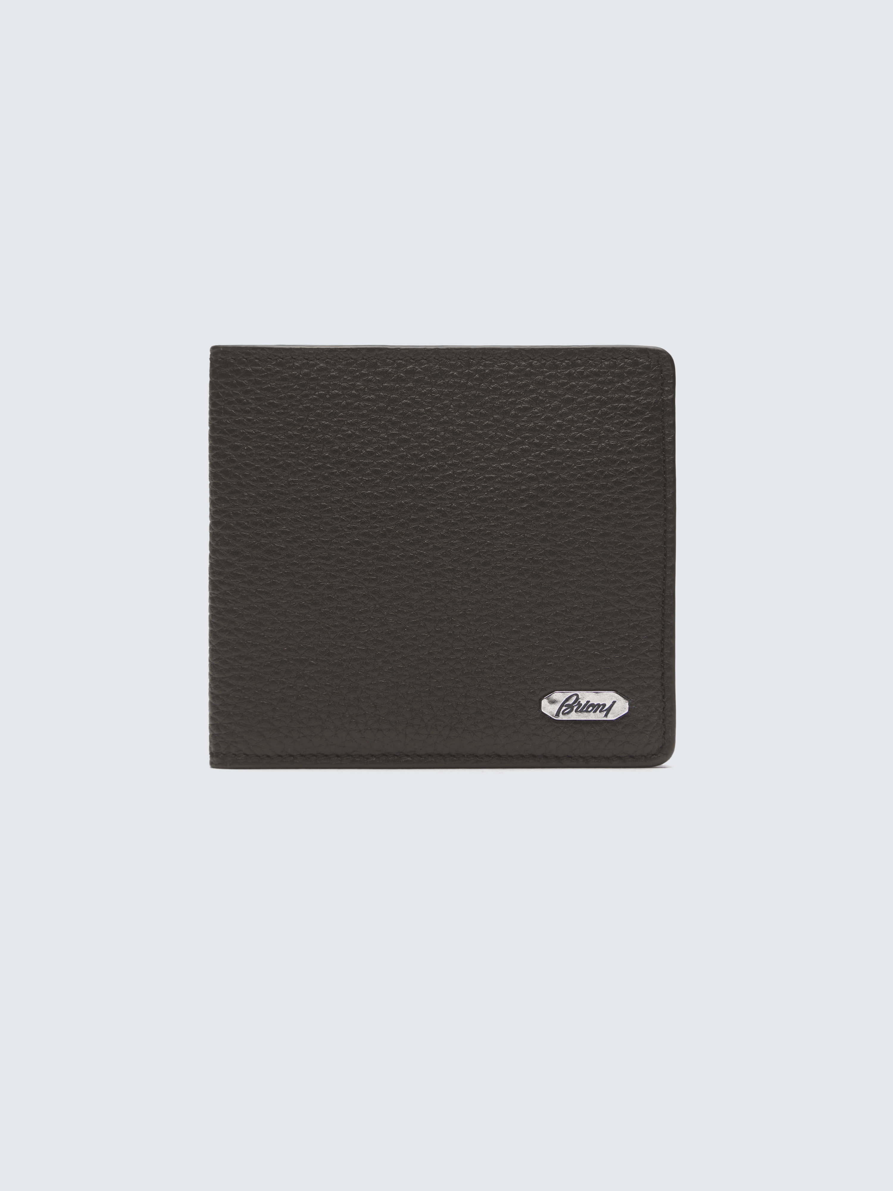 Brown and black grained leather wallet | Brioni® US Official Store