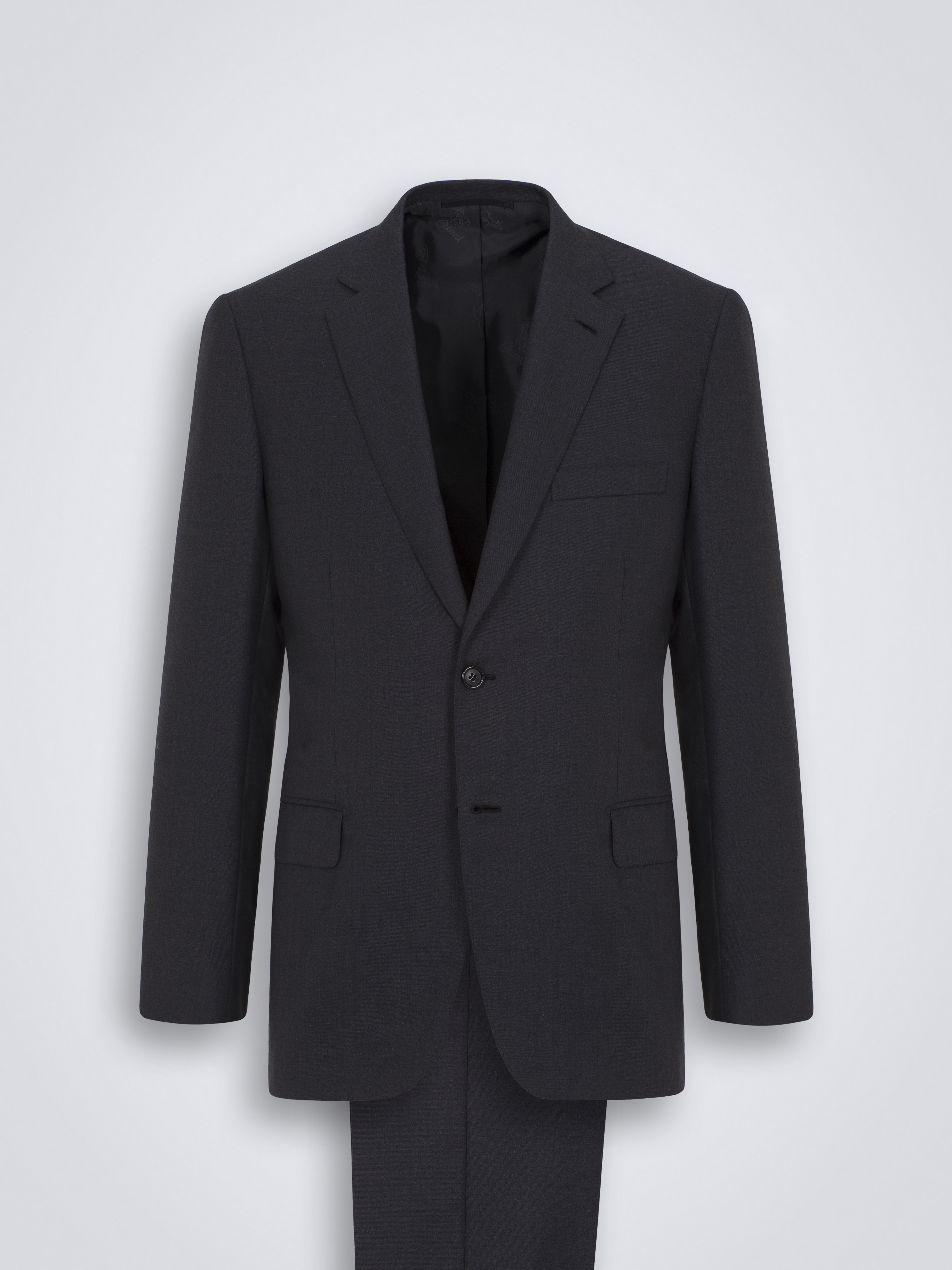 Brioni バーガンディ コットン混紡 スラックス Essential charcoal grey Super 160's wool gabardine Brunico suit
