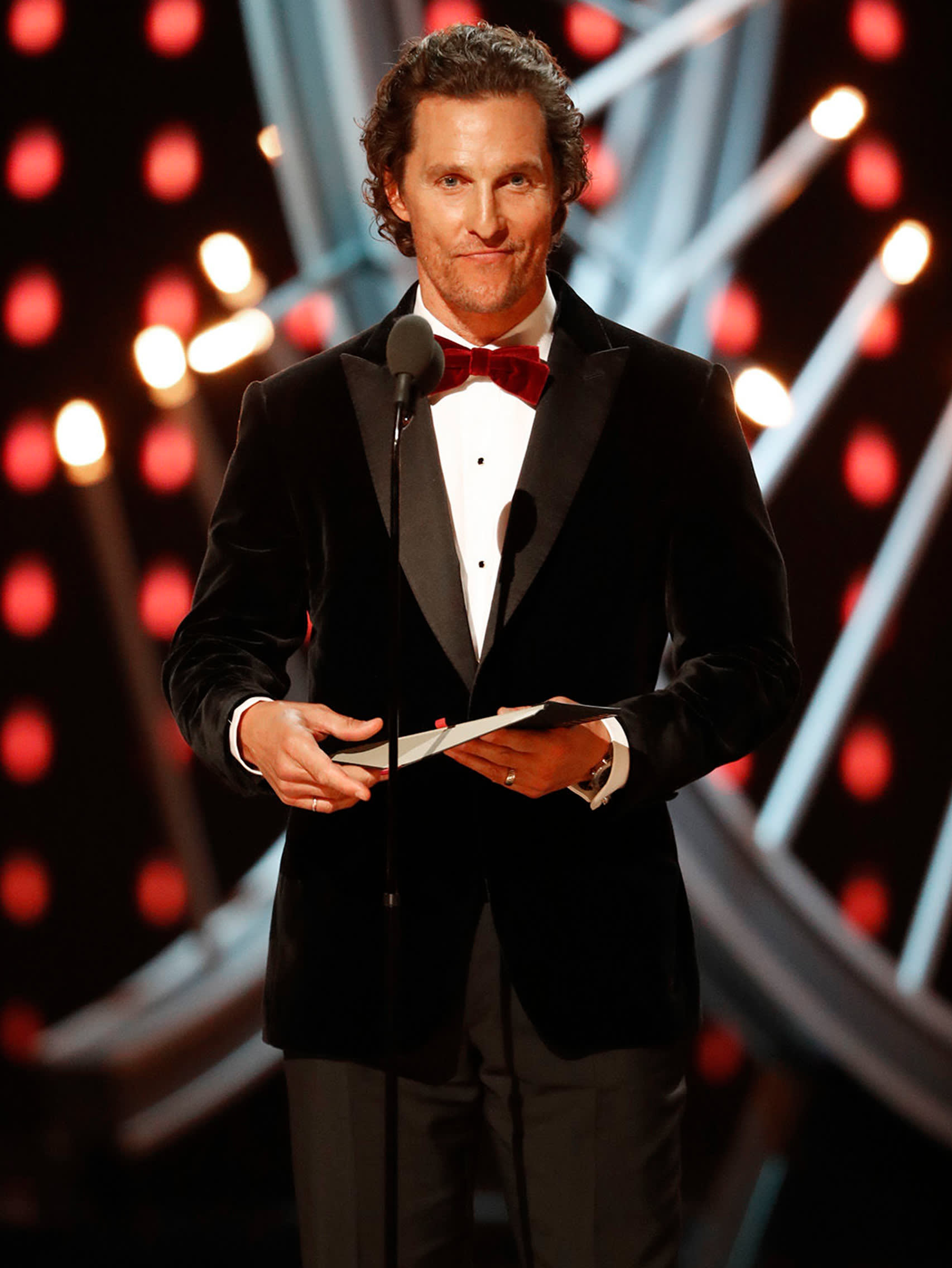 Matthew McConaughey wearing a Brioni bespoke black tuxedo