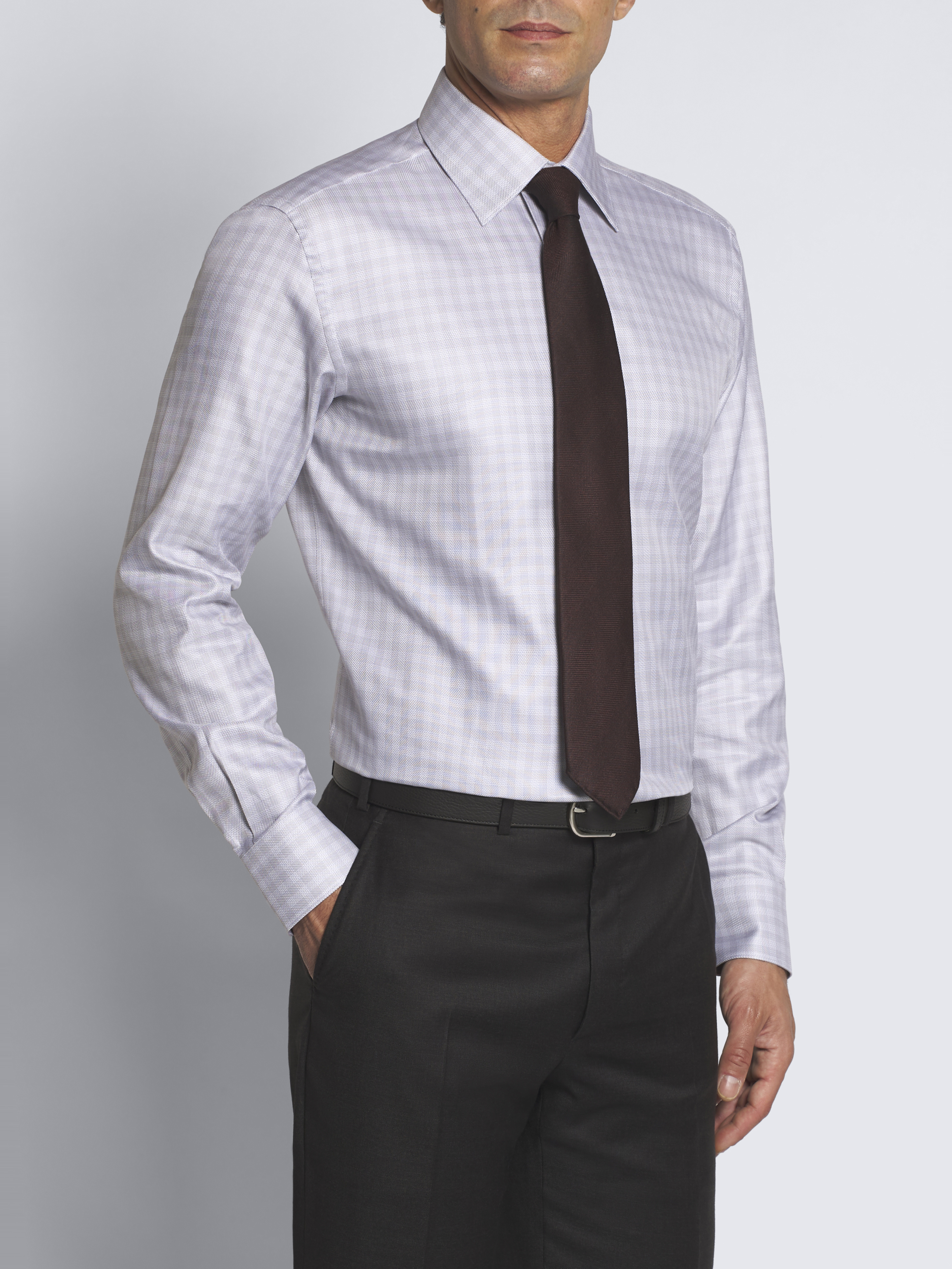 Grey and white cotton formal shirt | Brioni® US Official Store