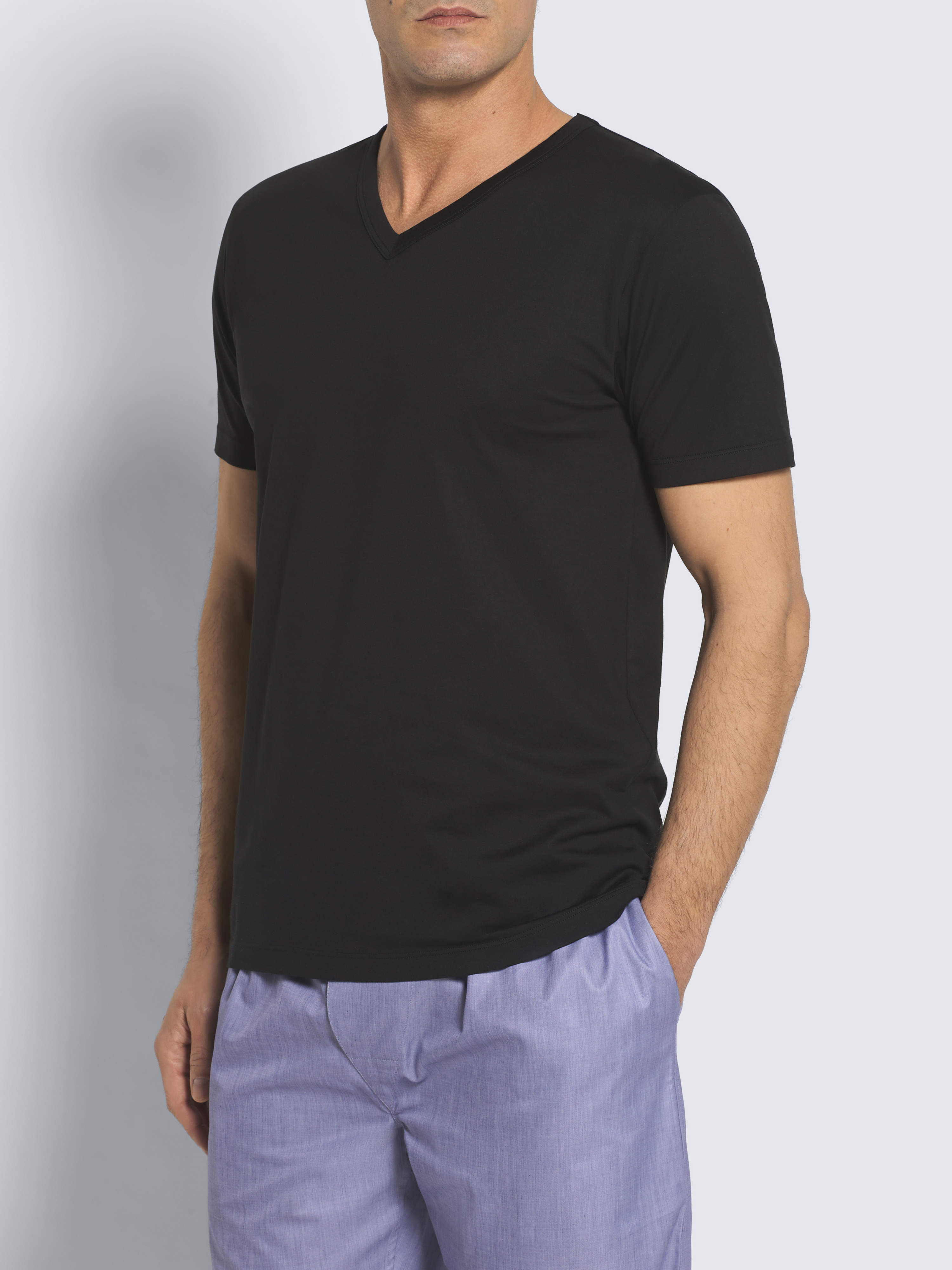 Black Sea Island cotton V-Neck T-shirt | Brioni® US Official Store