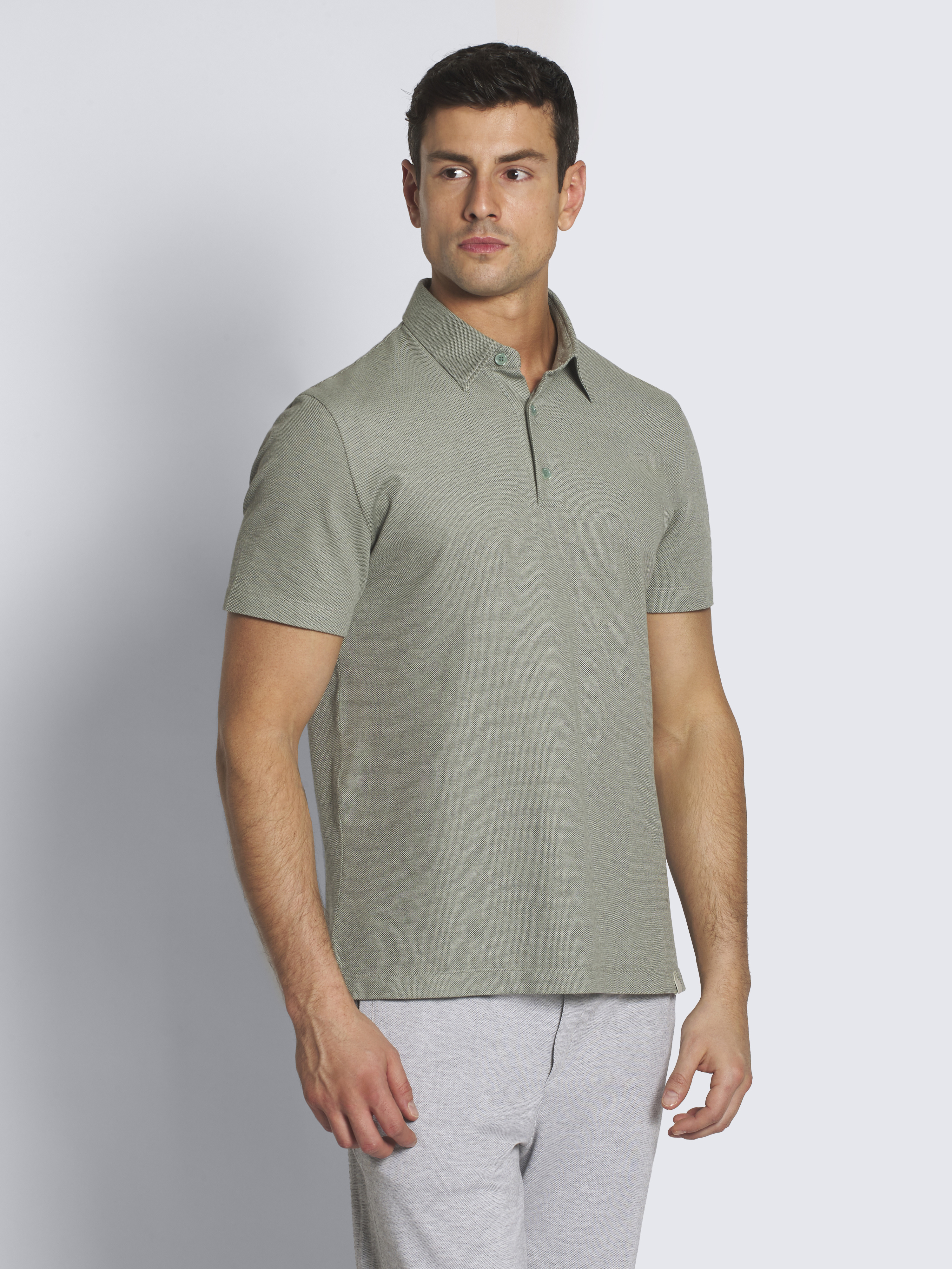 Olive green cotton piqué polo