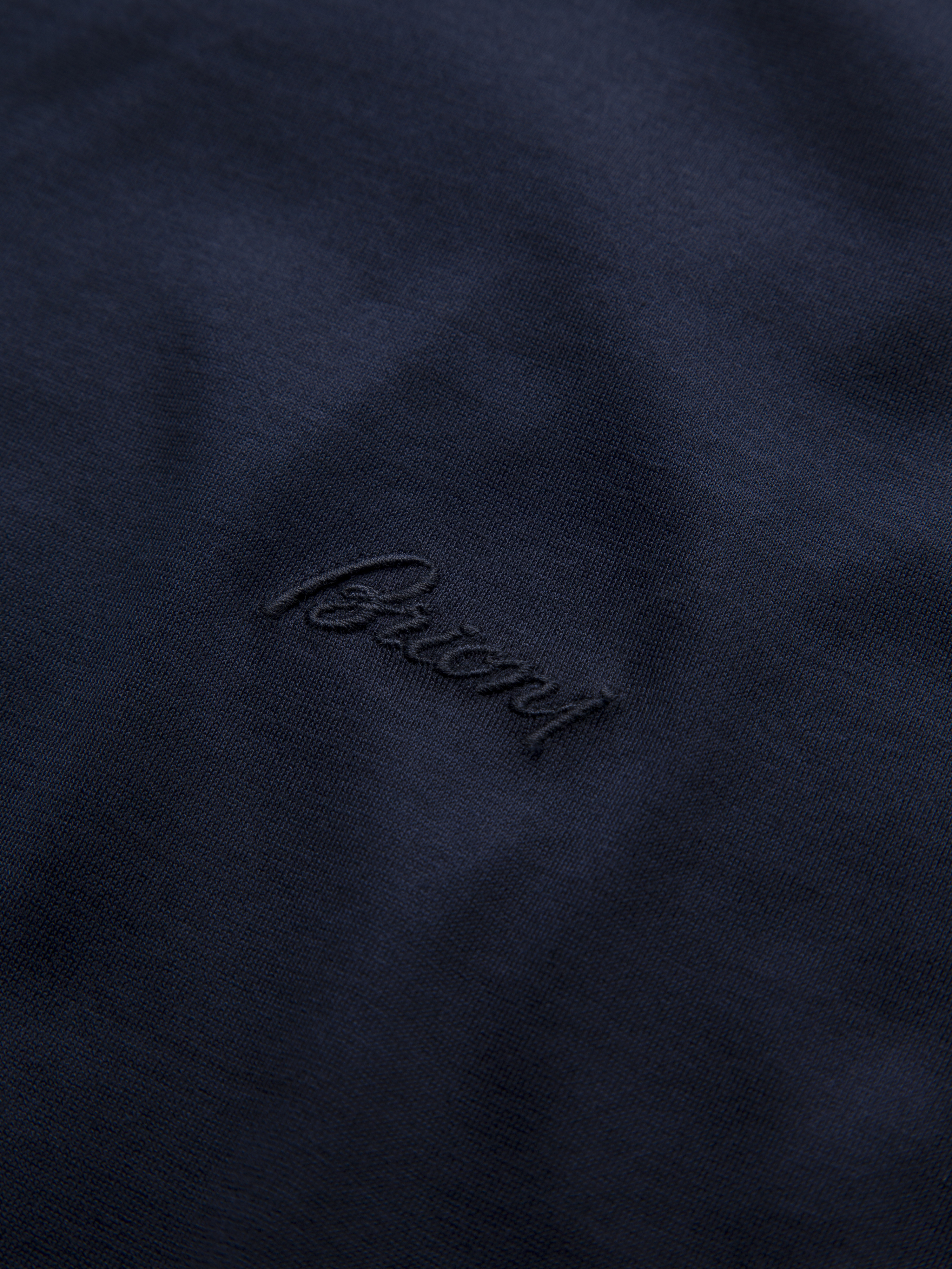 Navy blue cotton zip polo