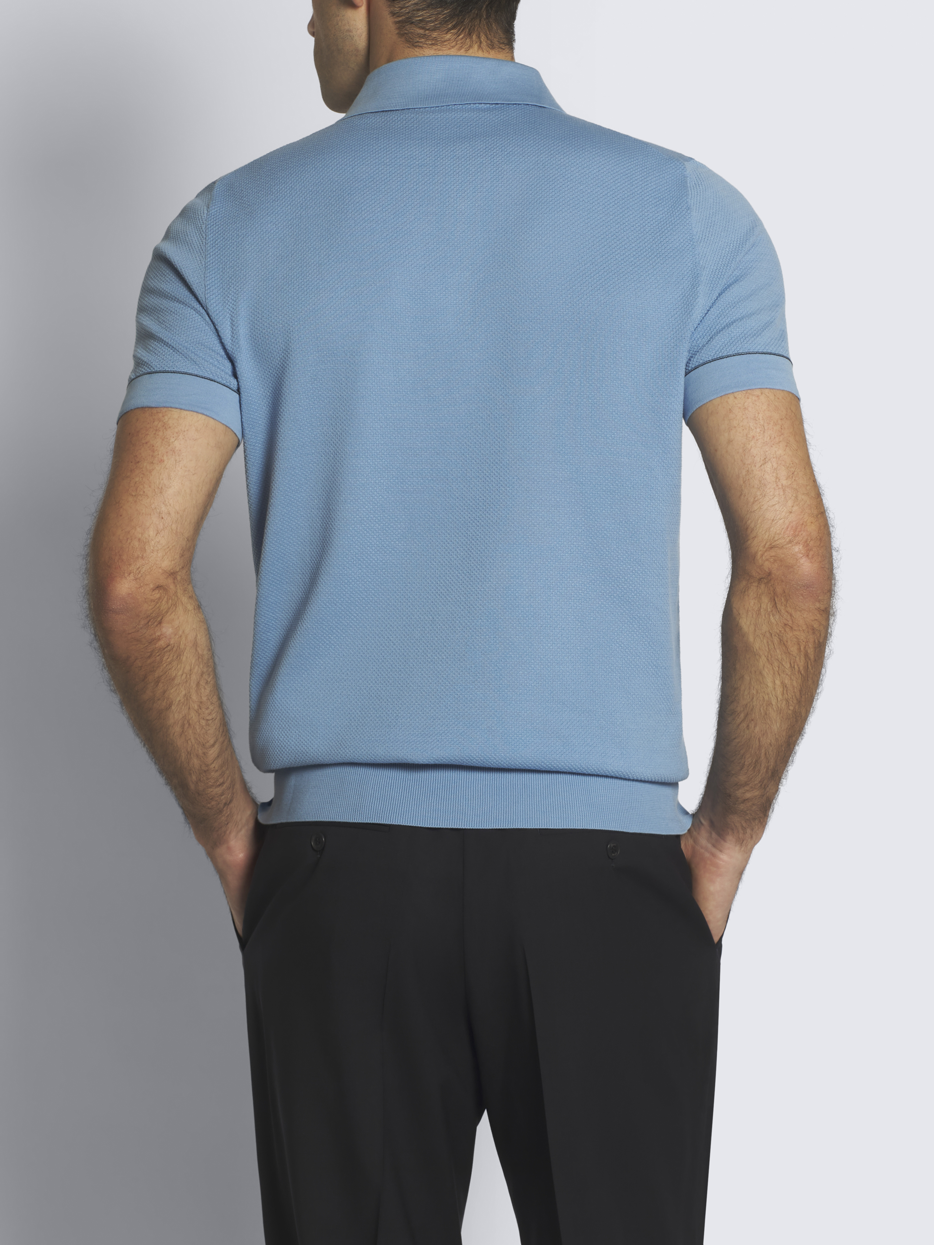 スカイブルー シーアイランドコットンピケ ポロシャツ