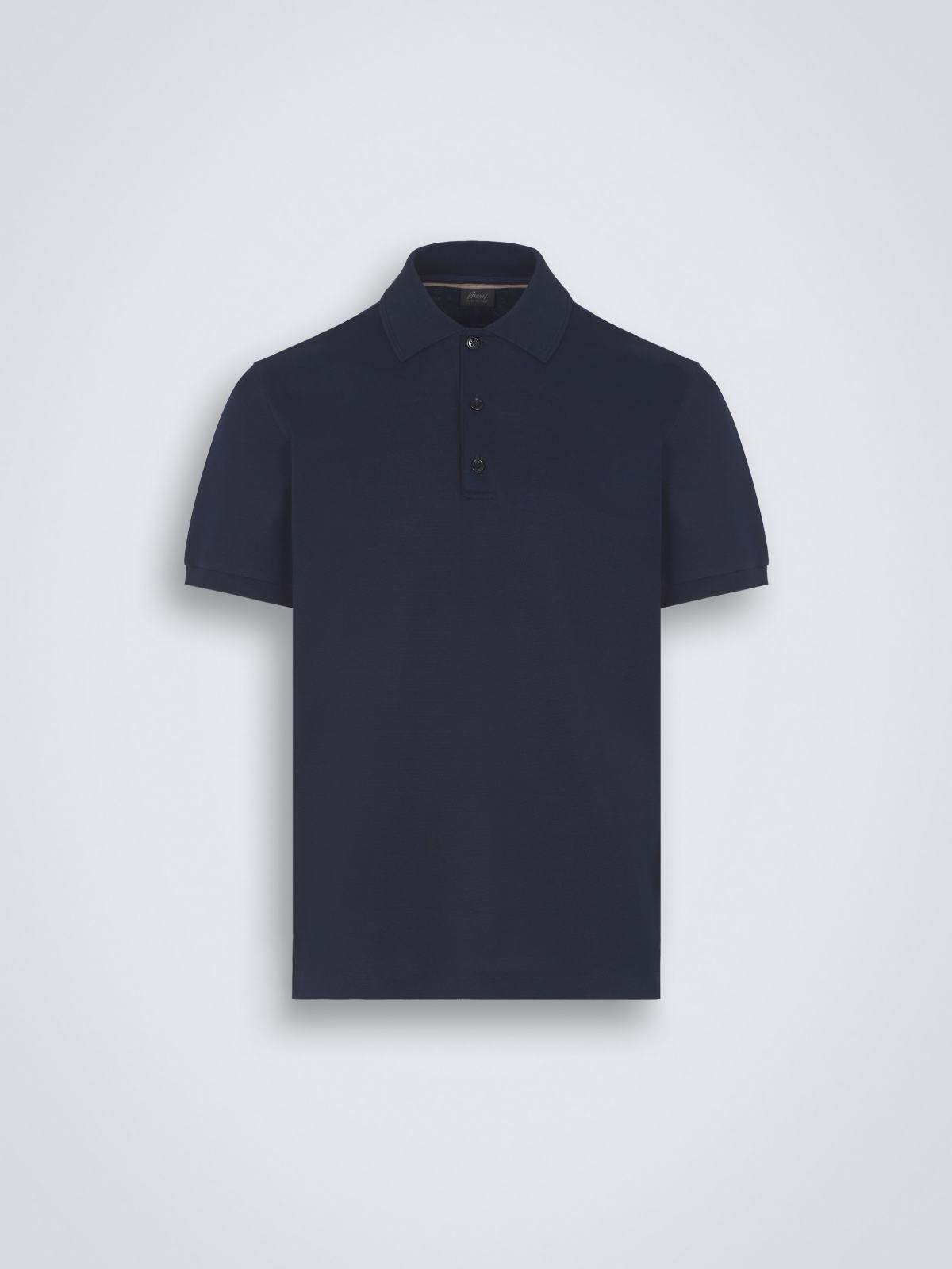 Navy blue cotton piquet polo | Brioni® US Official Store