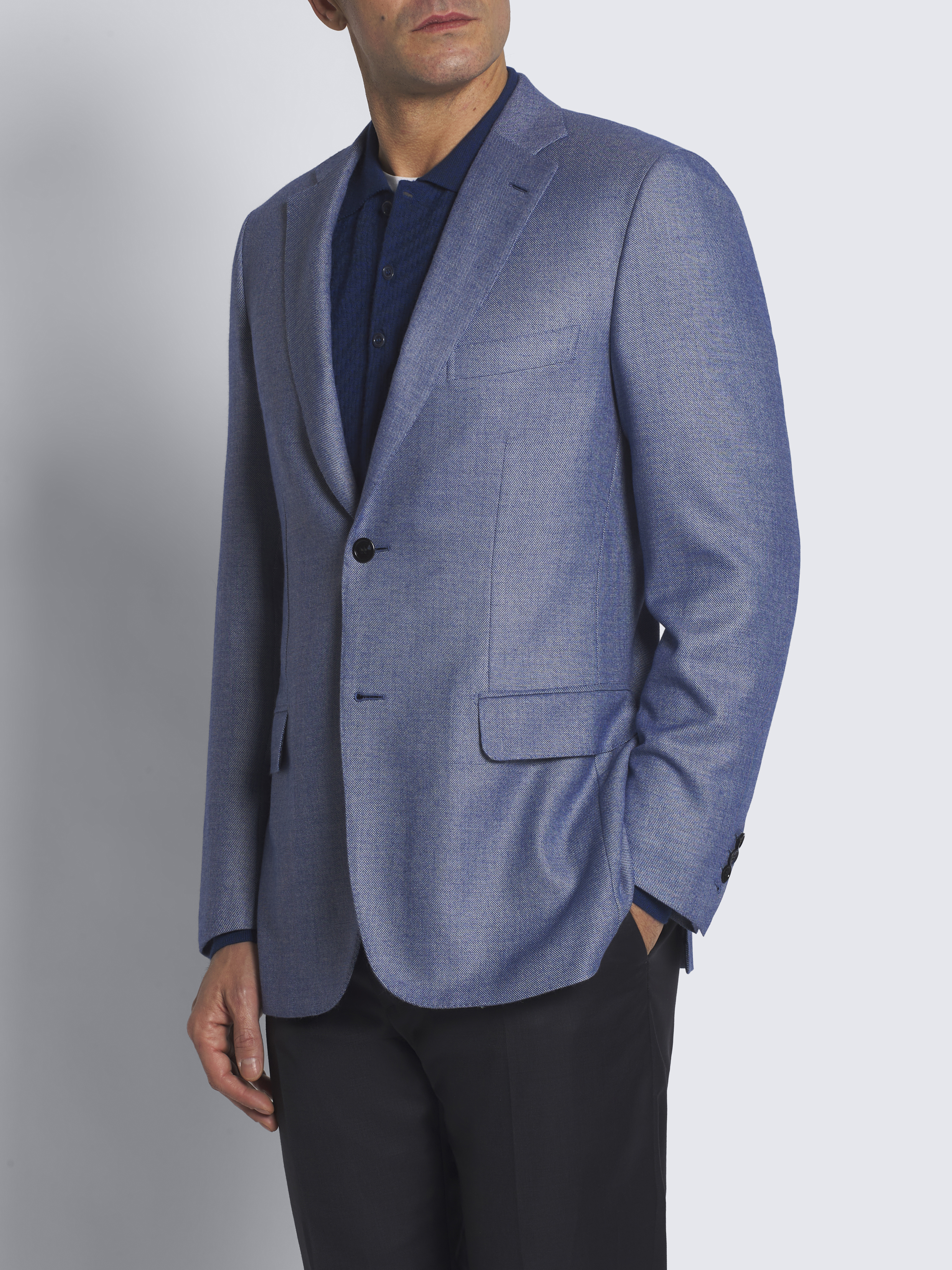 Light blue cashmere and vicuña Ravello jacket