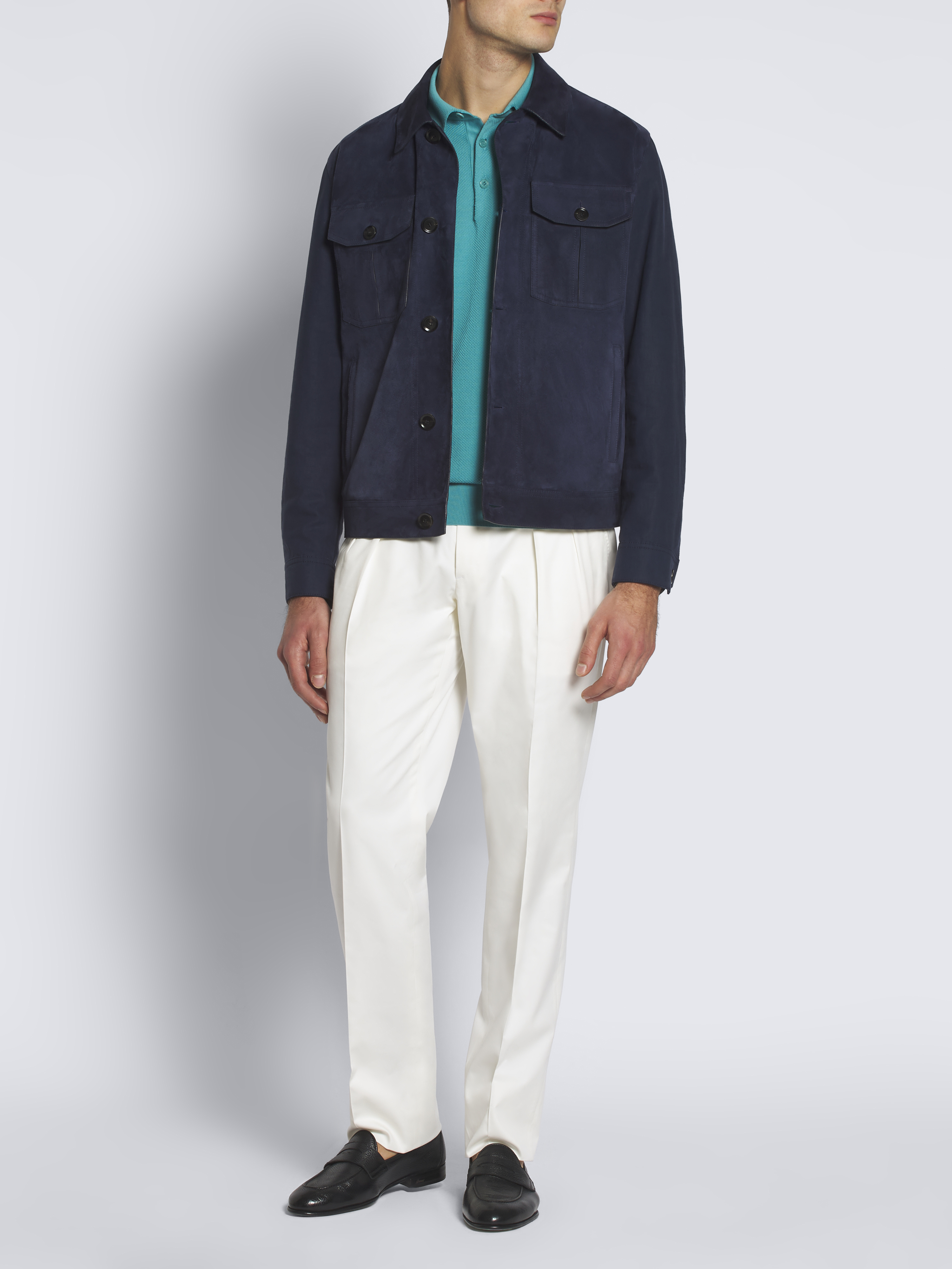 ターコイズブルー シーアイランドコットンピケ ポロシャツ