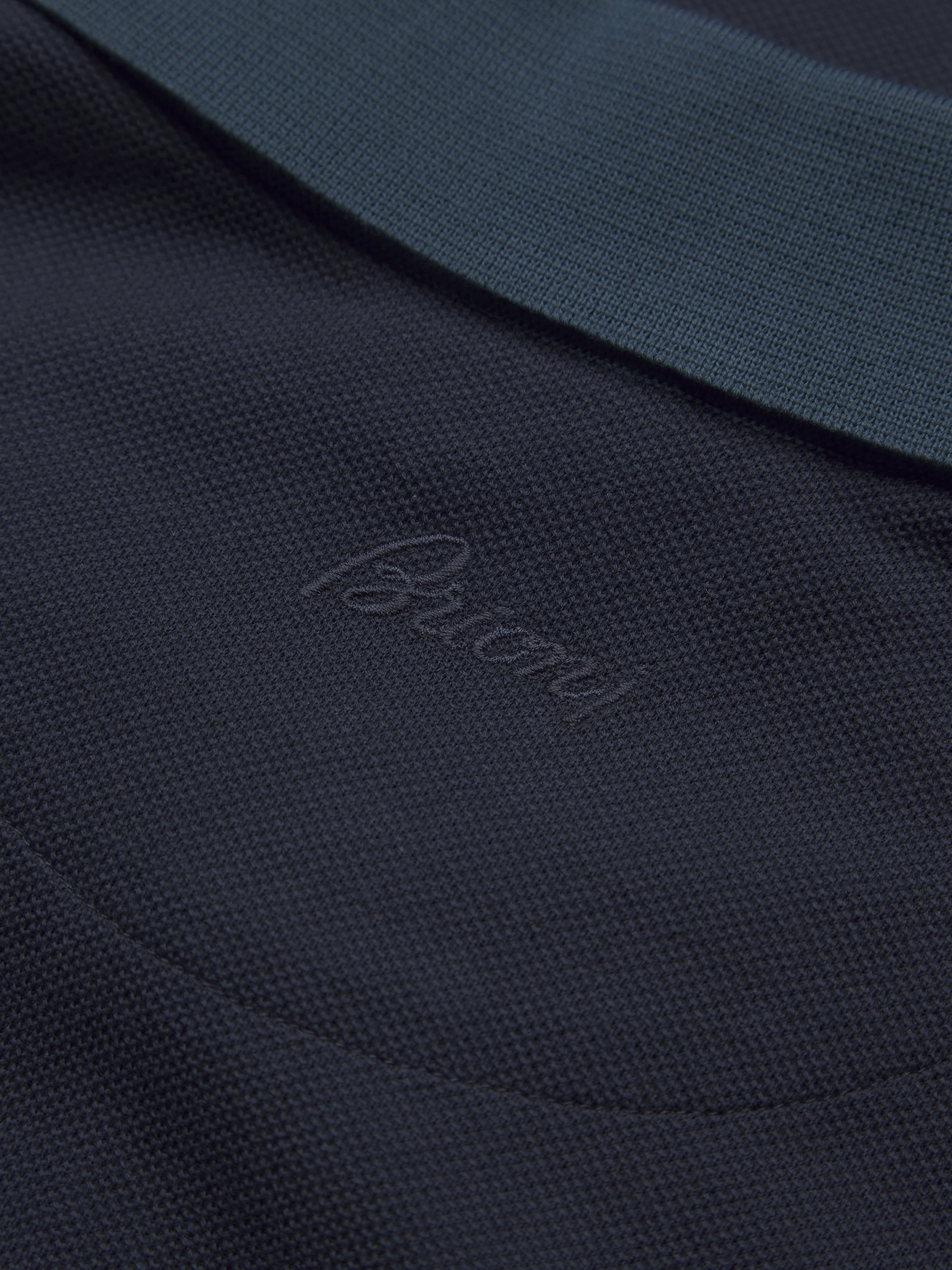 Navy blue and petrol blue cotton piqué polo | Brioni® US Official Store