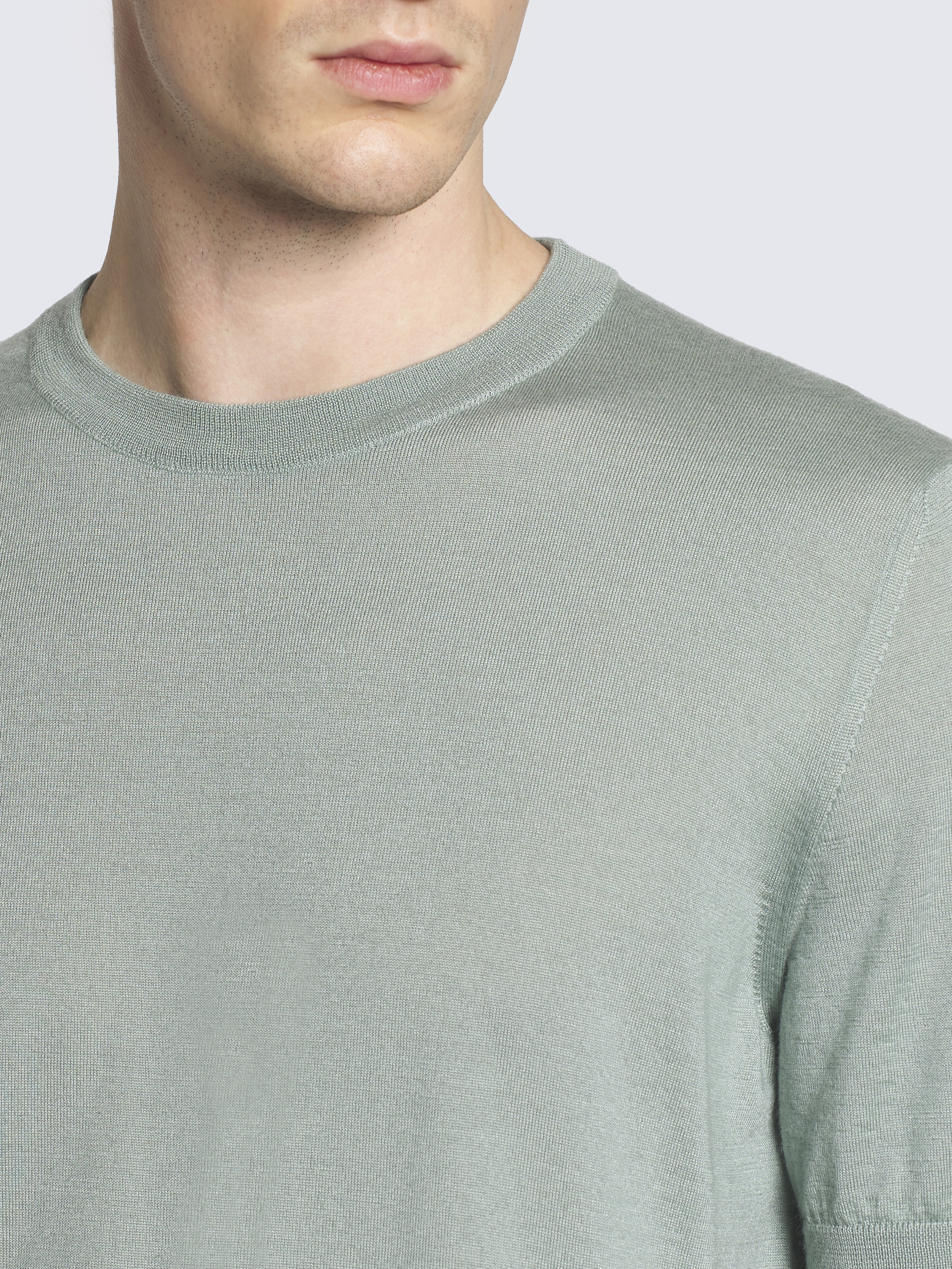 Aqua green cashmere and silk T-shirt