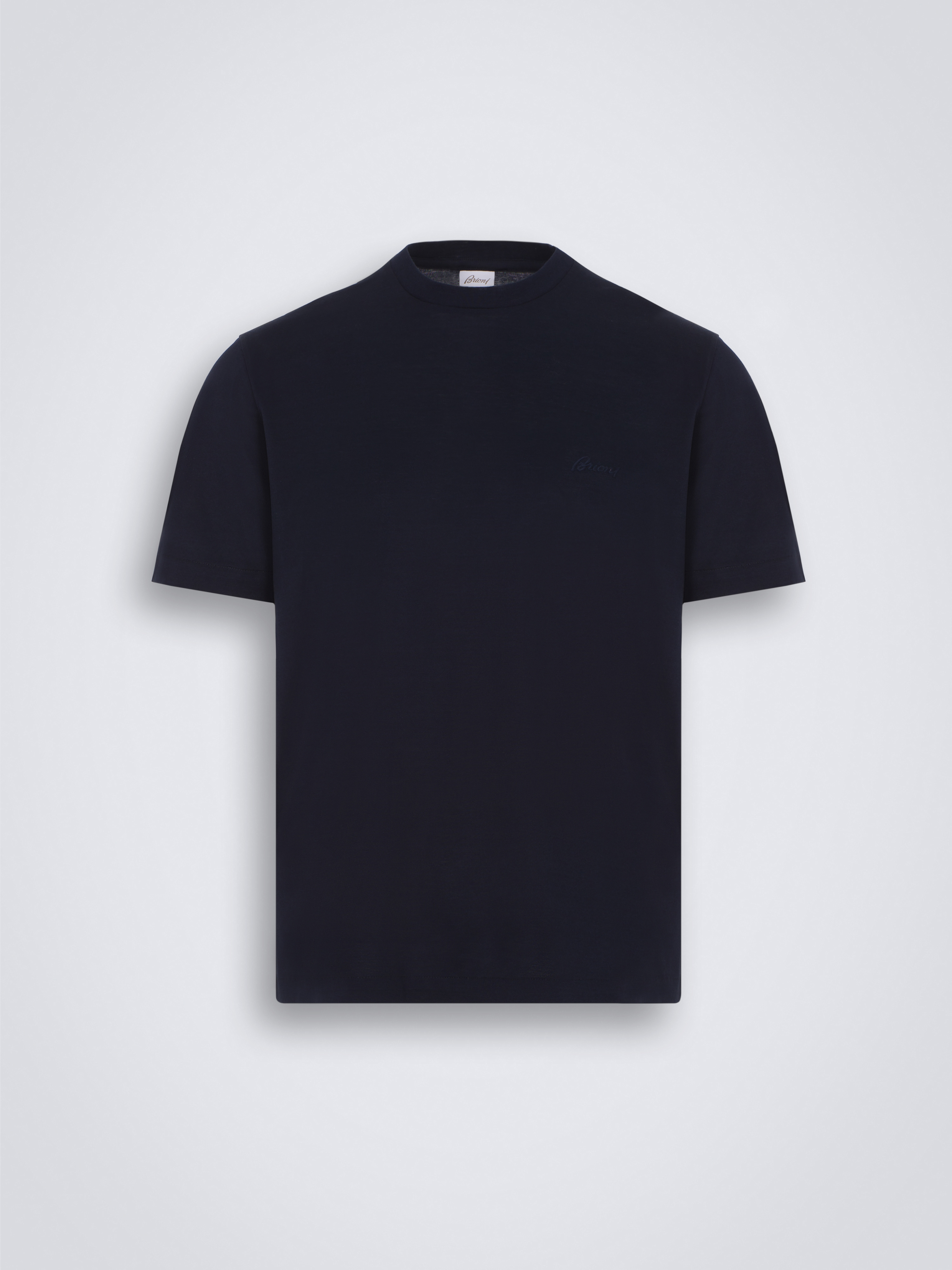 Brioni ダークブルー 半袖シャツ S Brioni embroidered-logo Cotton T-shirt | Blue | FARFETCH