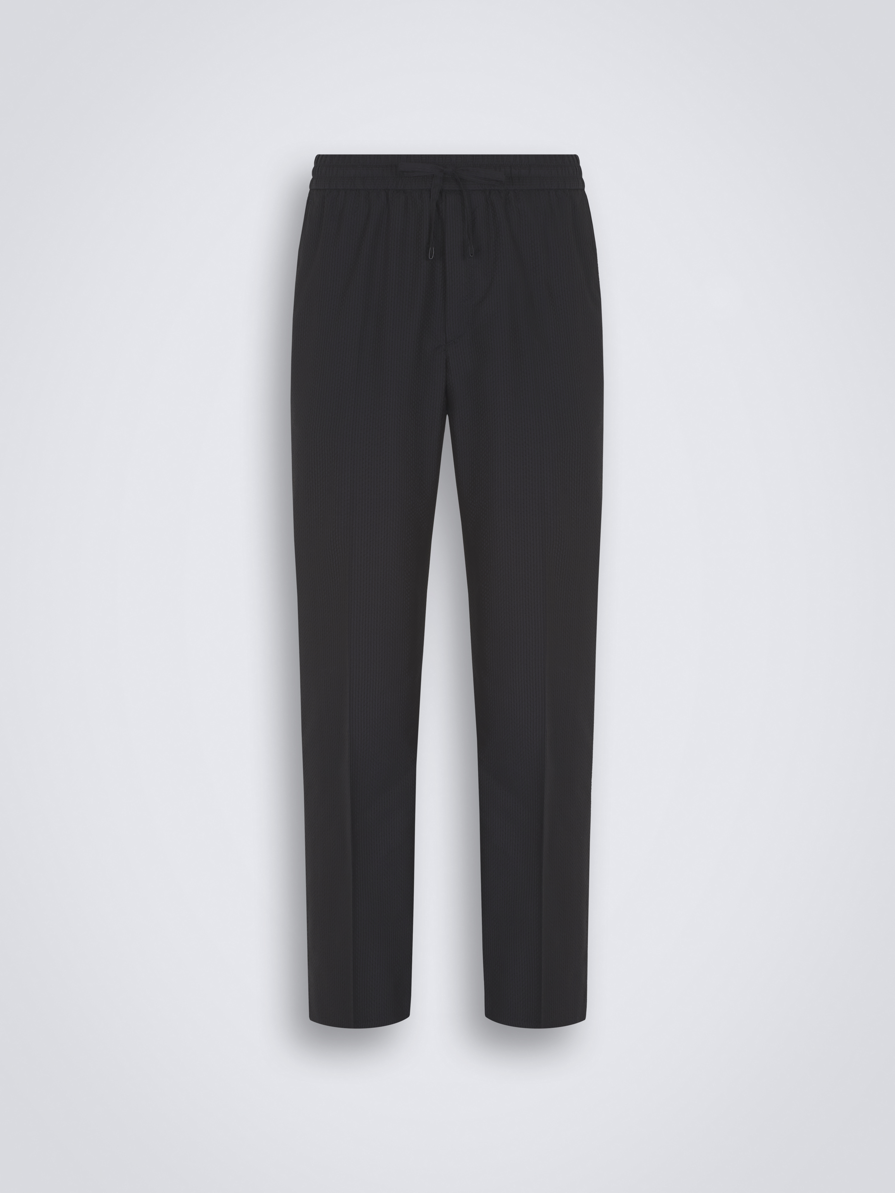 Navy blue silk seersucker Asolo trousers Brioni CZ Official Store