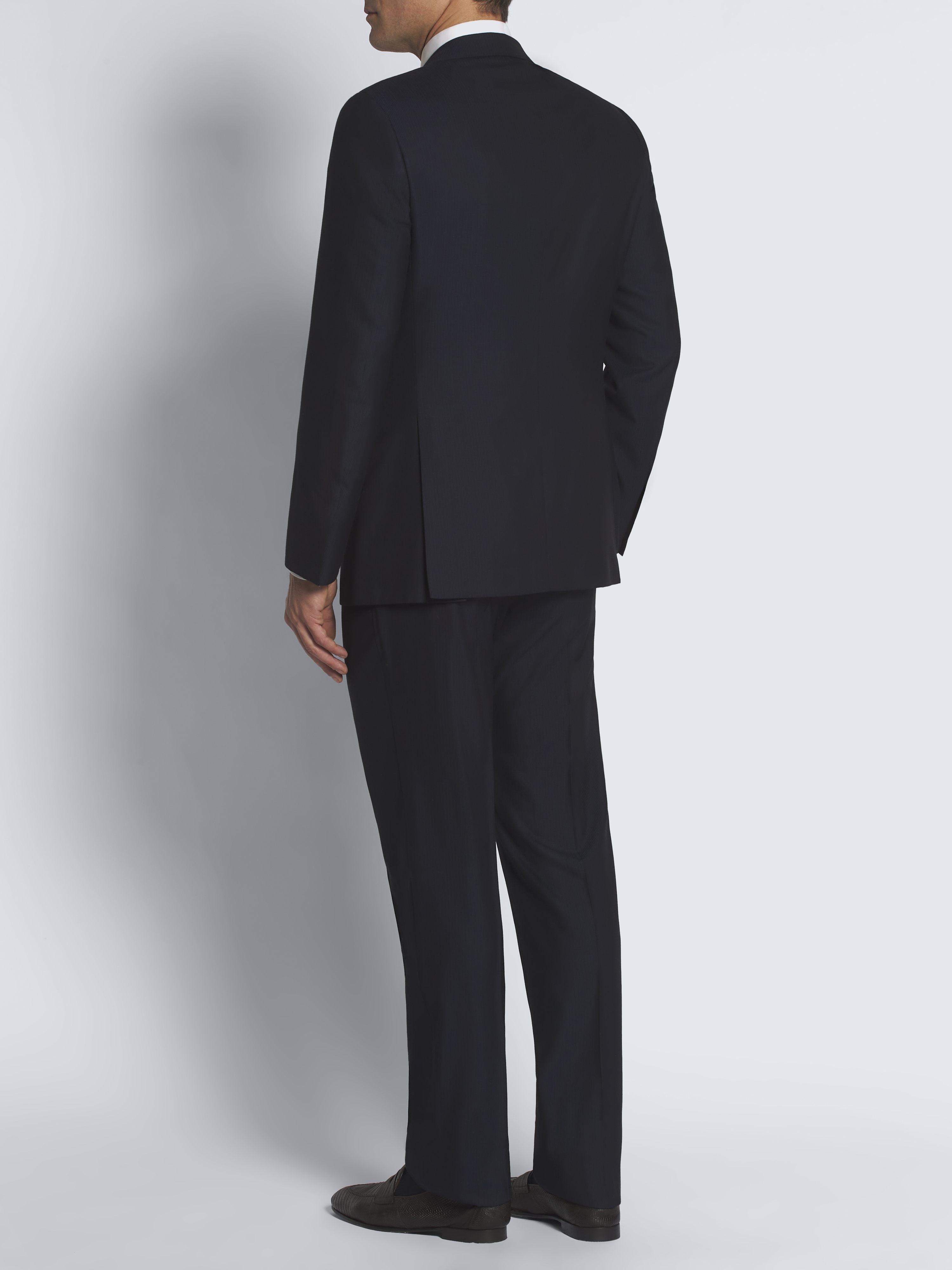 ネイビーブルー ピンストライプ スーパー210ウール Brunico スーツ