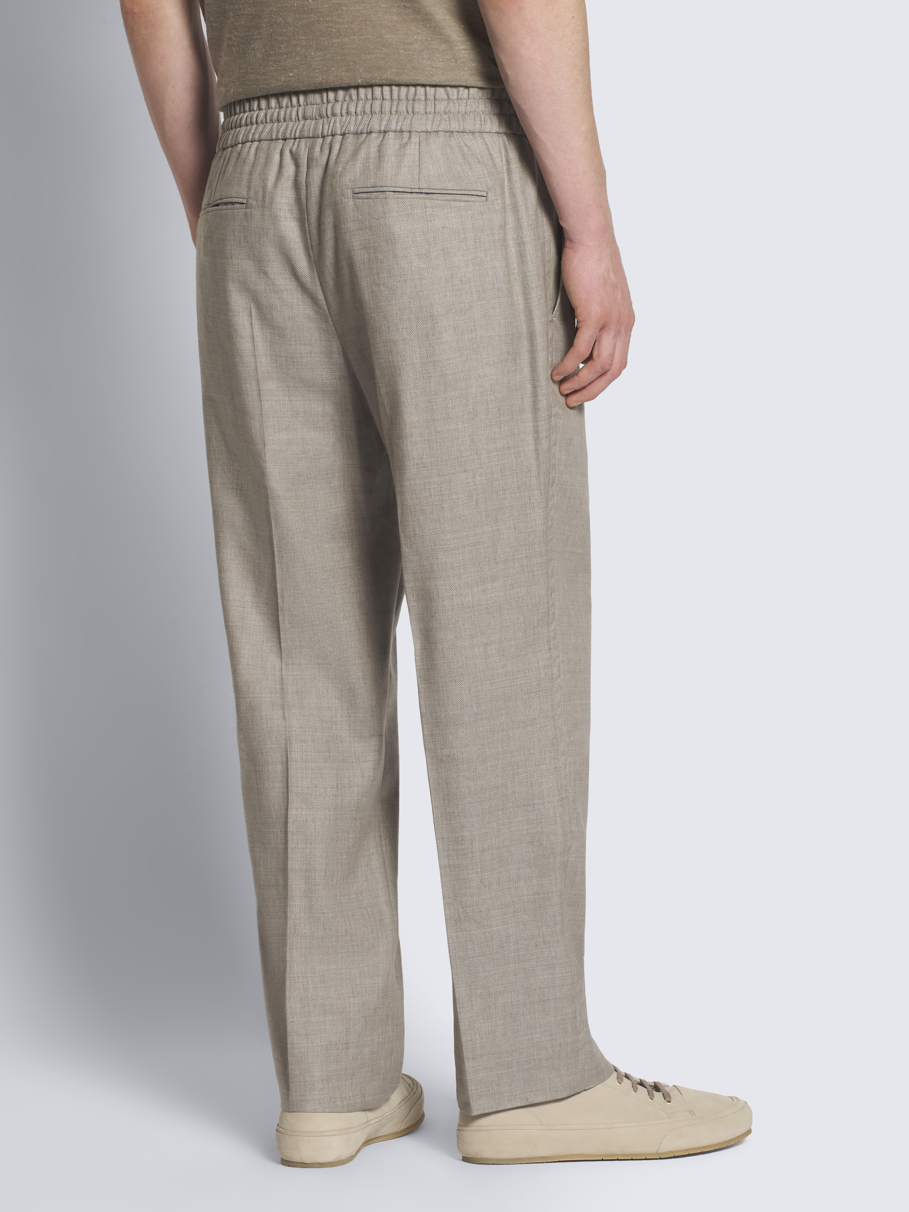 Taupe linen and wool Asolo trousers