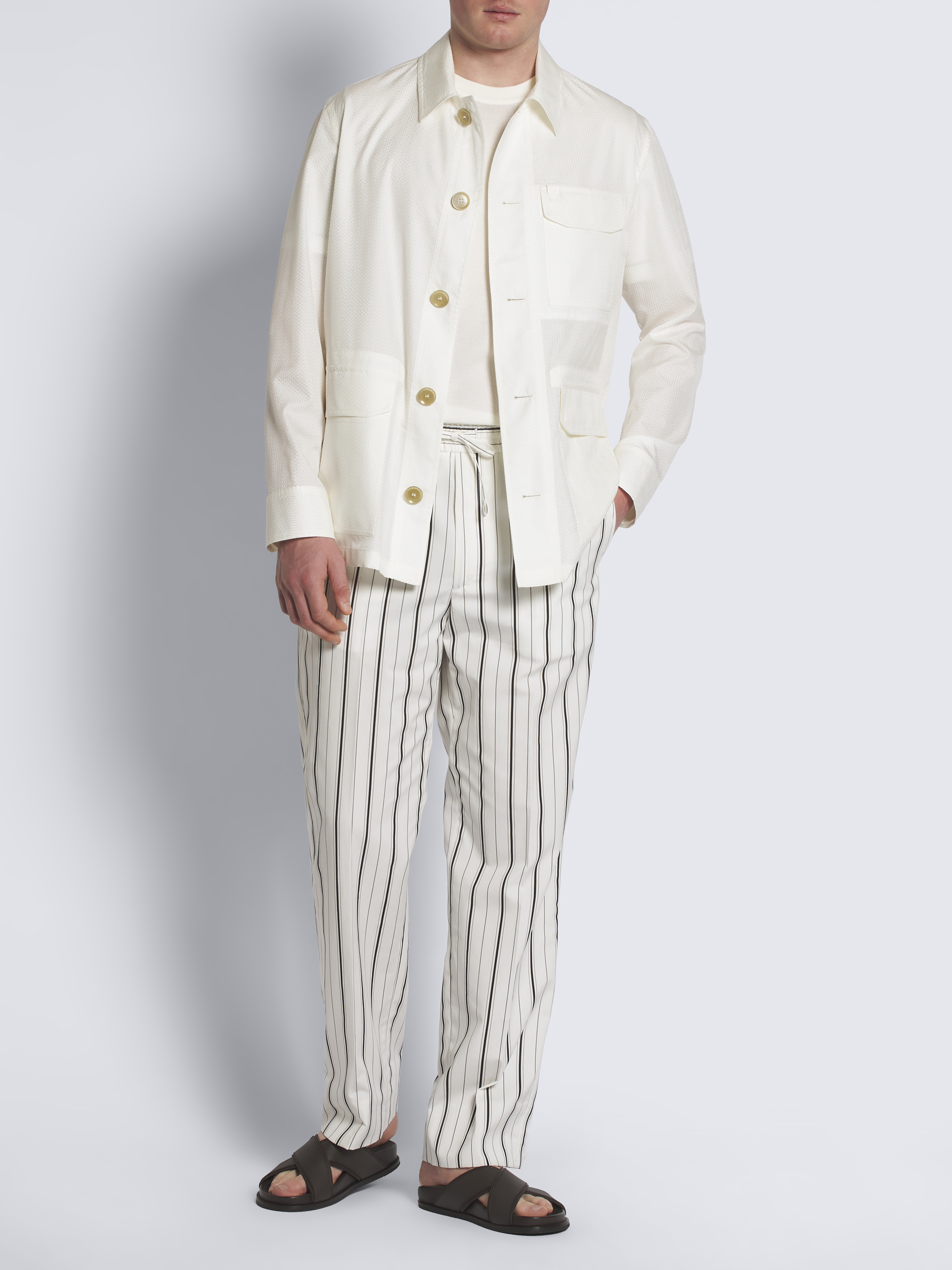 アイボリーホワイト シーアイランドコットンピケ Tシャツ