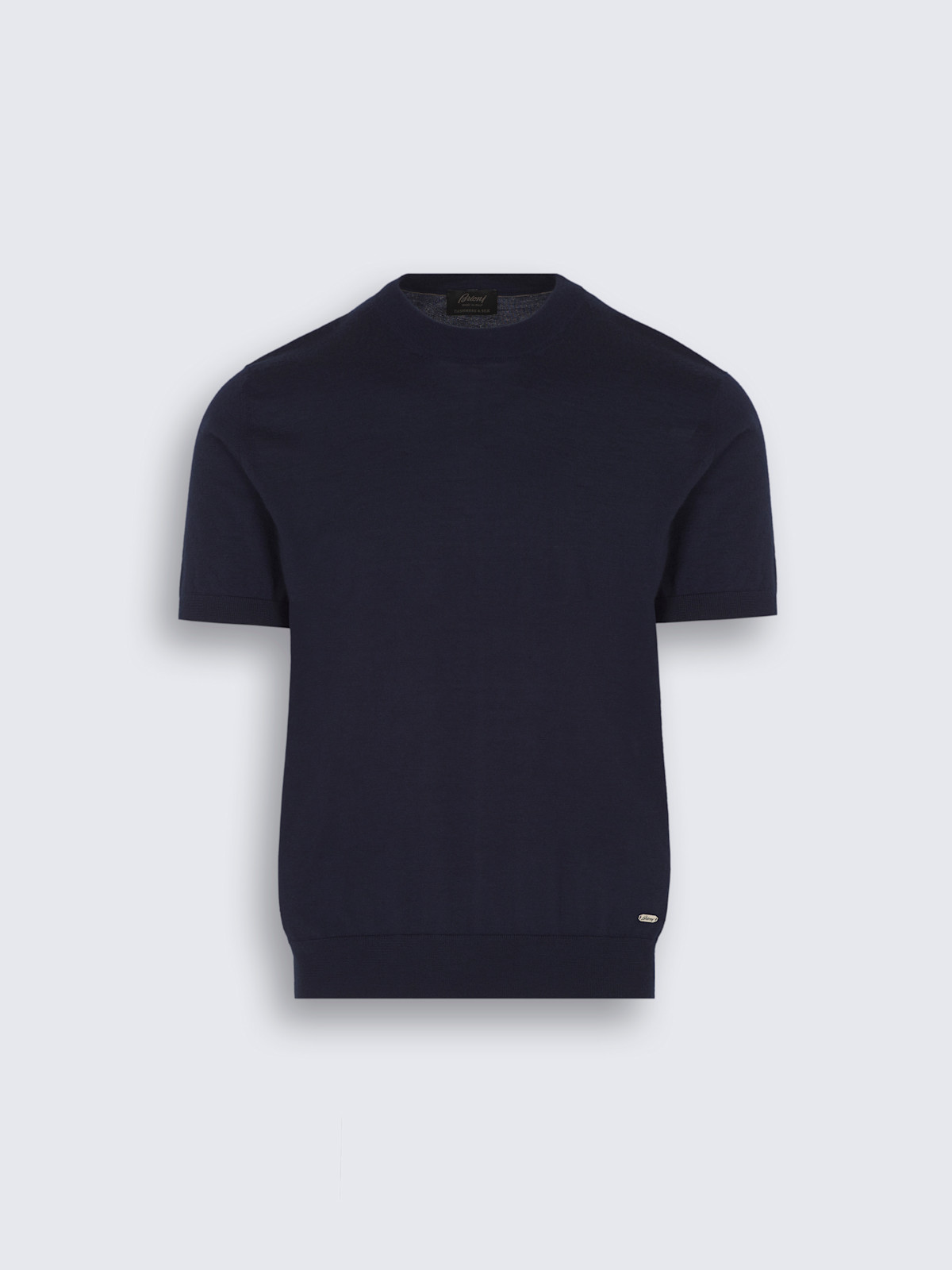 T-shirt De Luxe Stile Latino - Laine & Soie - Coupe Ajustée Bleu Marine - Taille L (EU 54) - Neuf Avec étiquettes