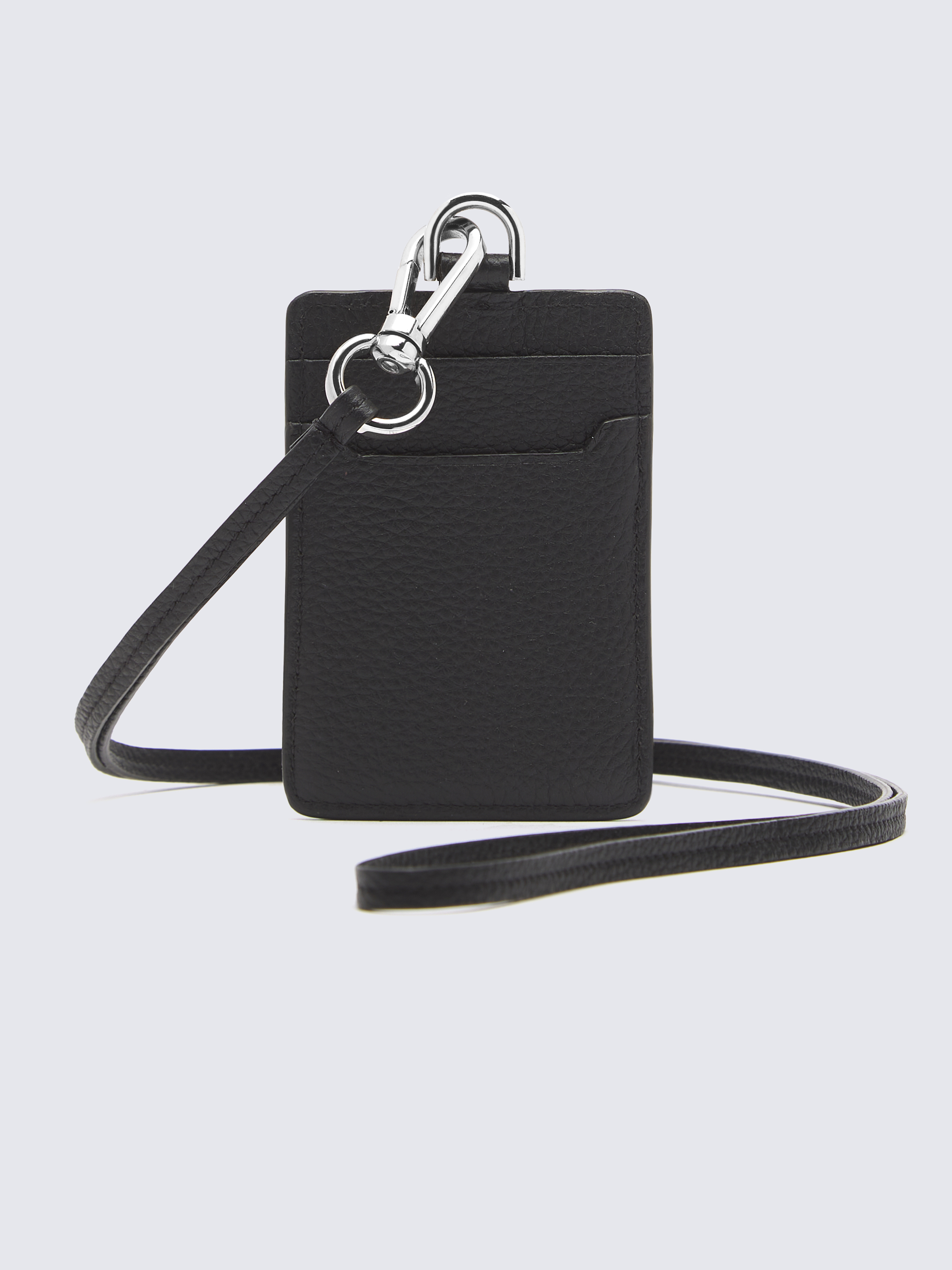 Black grained leather card holder